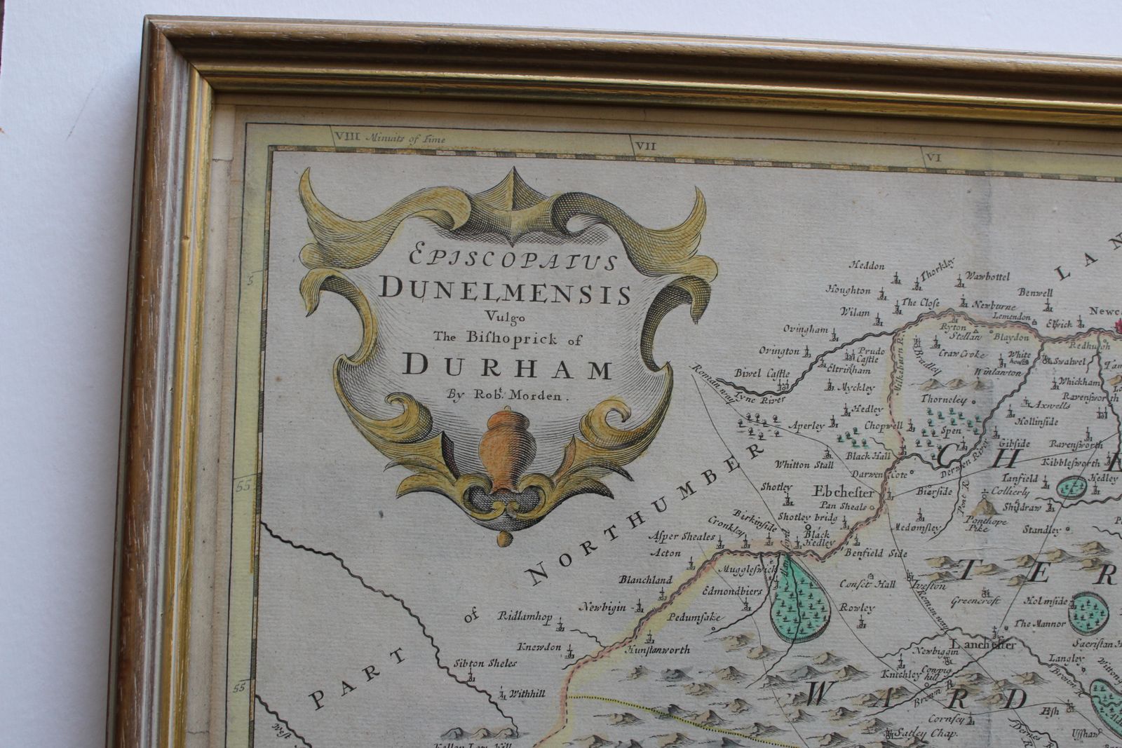 Episcopatus Dunelmensis Vulgo The Bishoprick Of Durham By Robert Morden. 1695 photo furniture