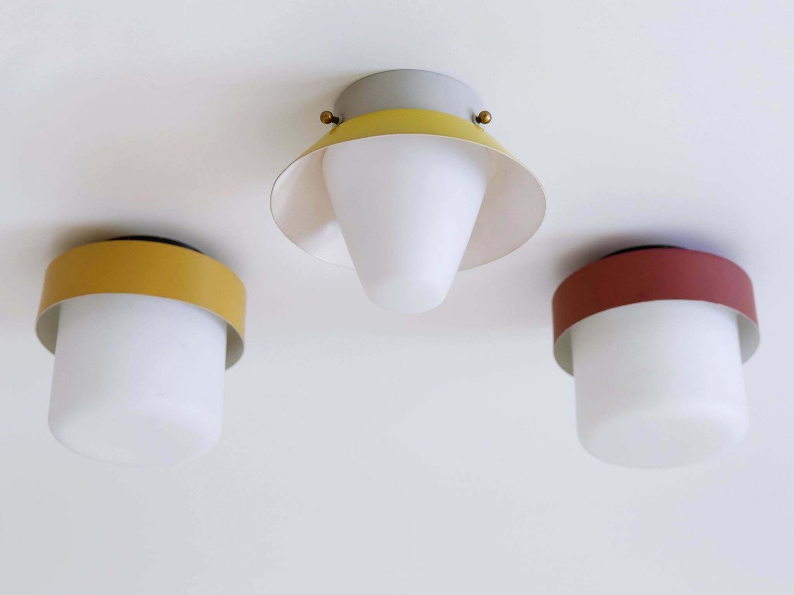 Set Of Three Rare & Lovely Ceiling Fixtures Or Flush Mounts Germany 1960s photo 2616.0