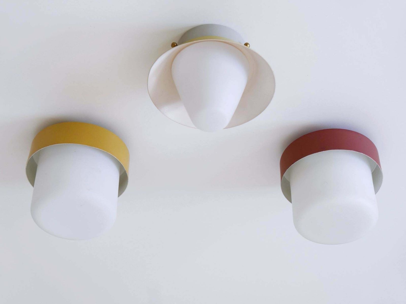 photo vinterior Set Of Three Rare & Lovely Ceiling Fixtures Or Flush Mounts Germany 1960s