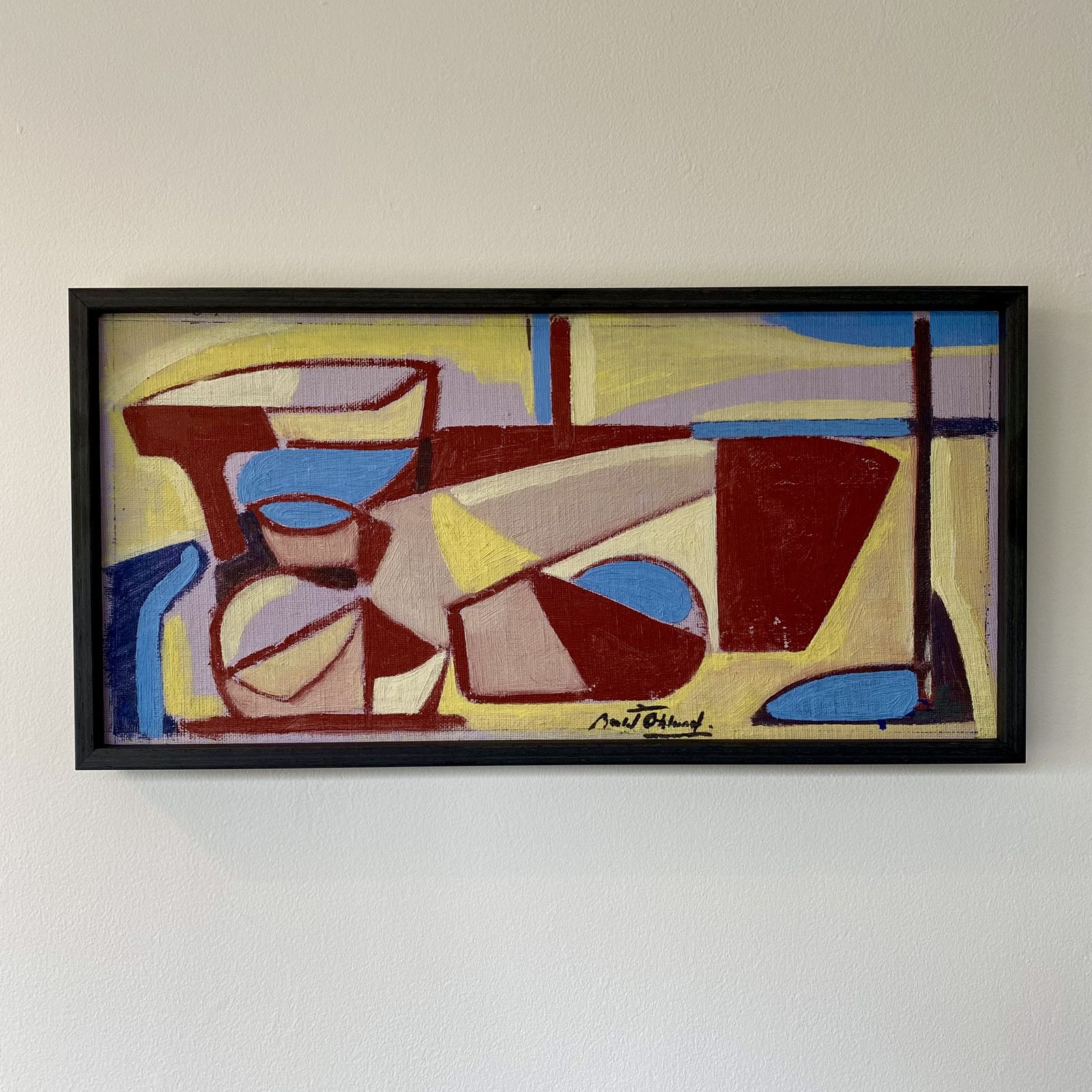 Mid Century Abstract Still Life Painting By Bertil öhlund