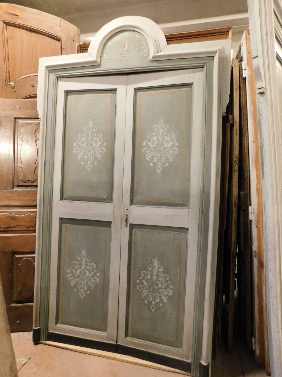 Set Of 3 Double Doors With Frame, Hand Painted, From A Hotel In Italy photo Home Fixtures