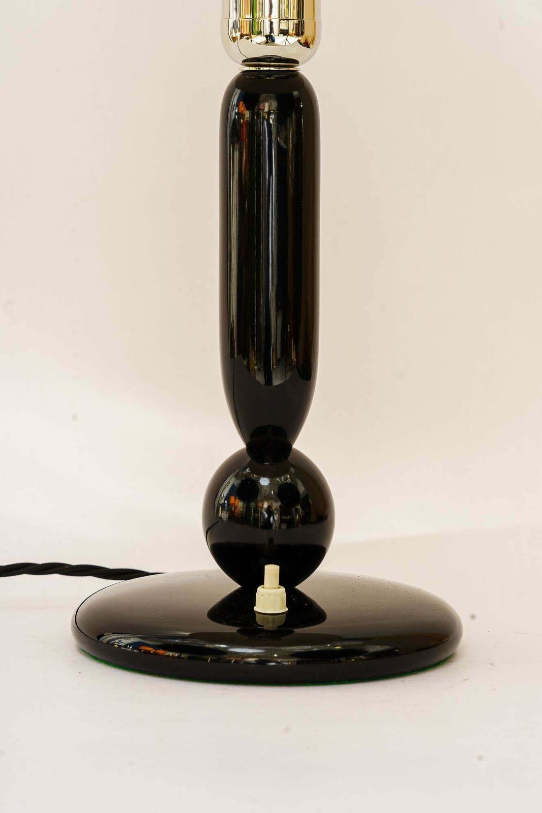 Big Art Deco Wood Table Lamp With Fabric Shade Vienna Around 1930s photo for sale