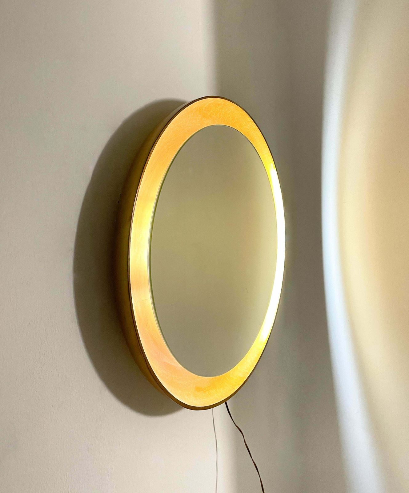 Mid Century Modern Gold Mirror, Wood, Italy, 1960s photo for sale