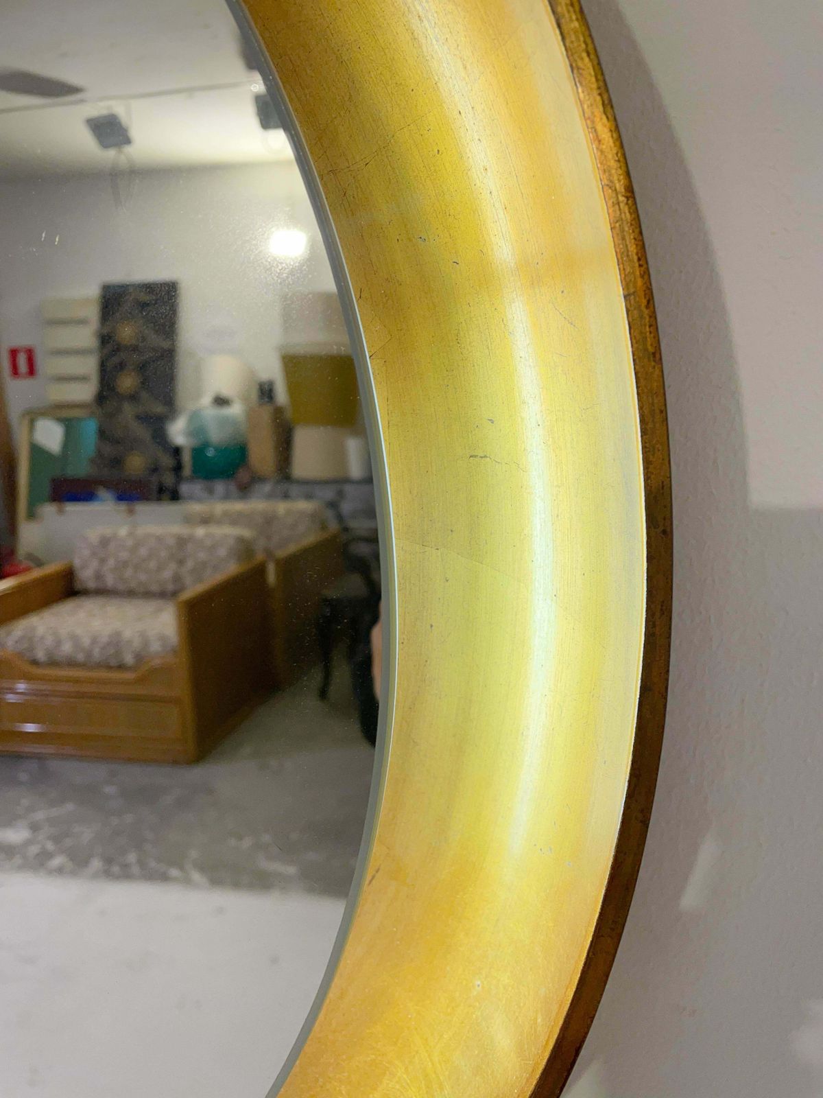 Mid Century Modern Gold Mirror, Wood, Italy, 1960s photo 1413.0