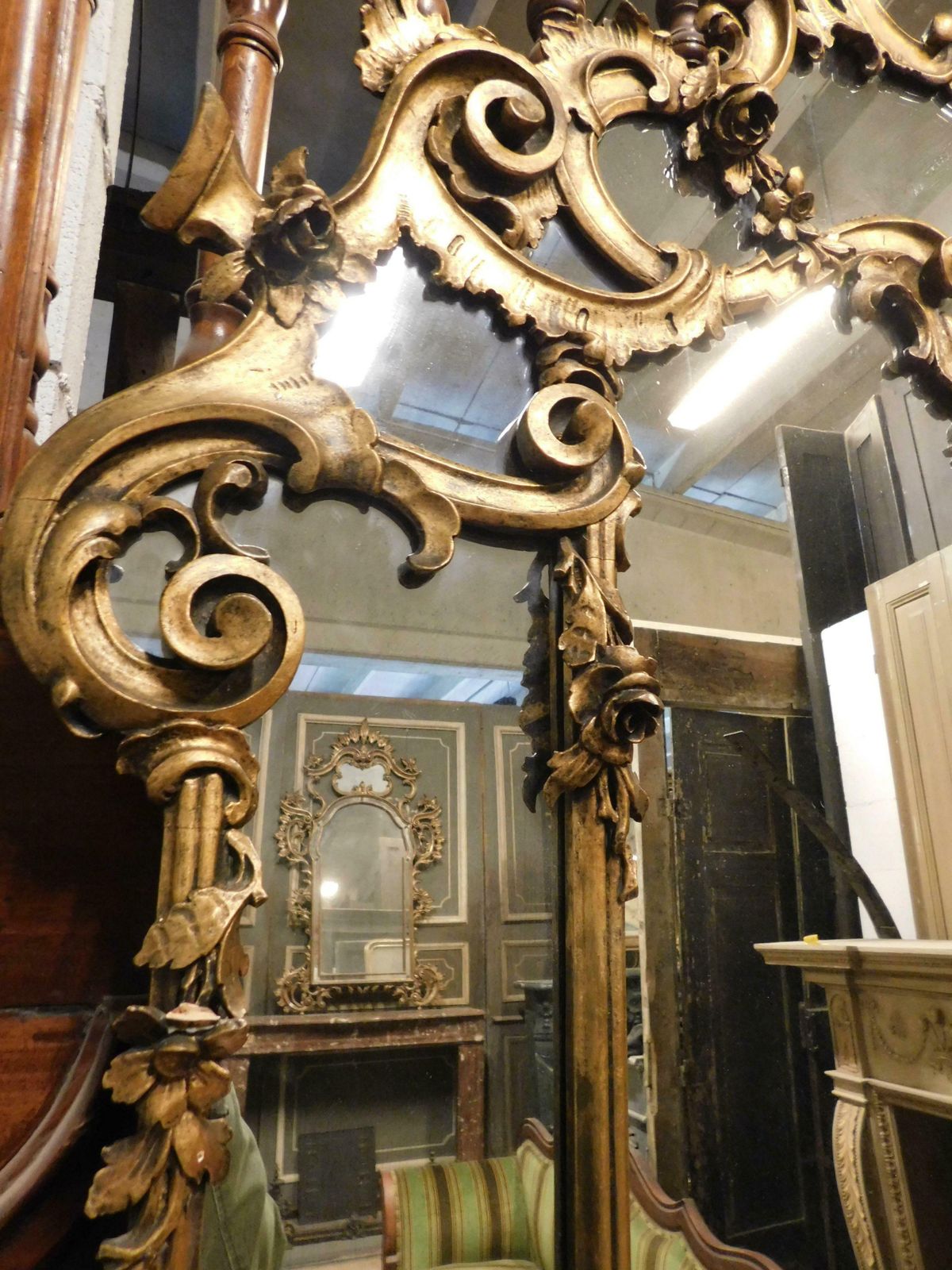 Vintage Chest Of Drawers With Mirror, Gilded With Painted Chinoiserie, Italy photo furniture