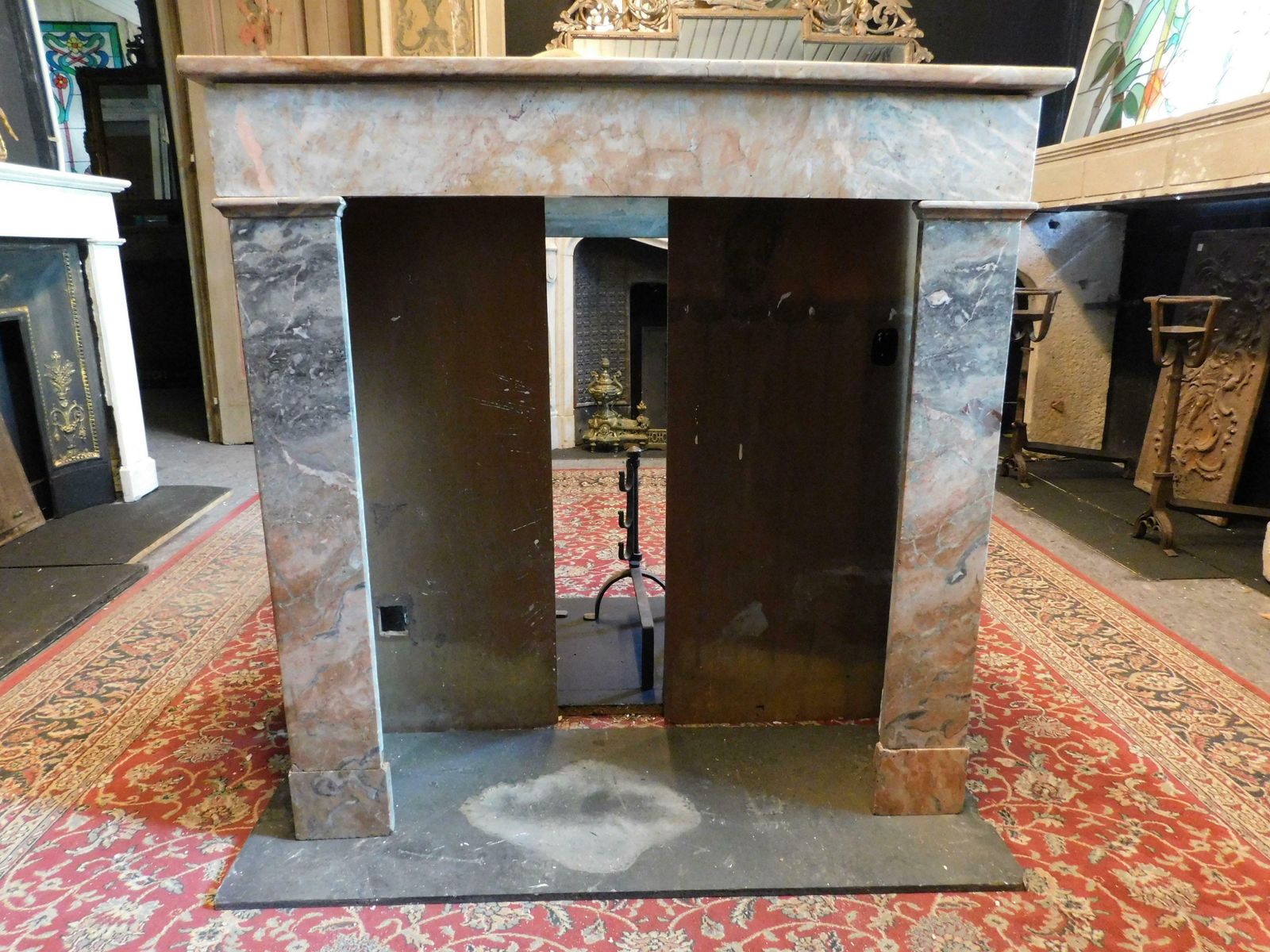 Fireplace Mantle In Gray And Pink Marble "Fior Di Pesco", Italy photo vinterior
