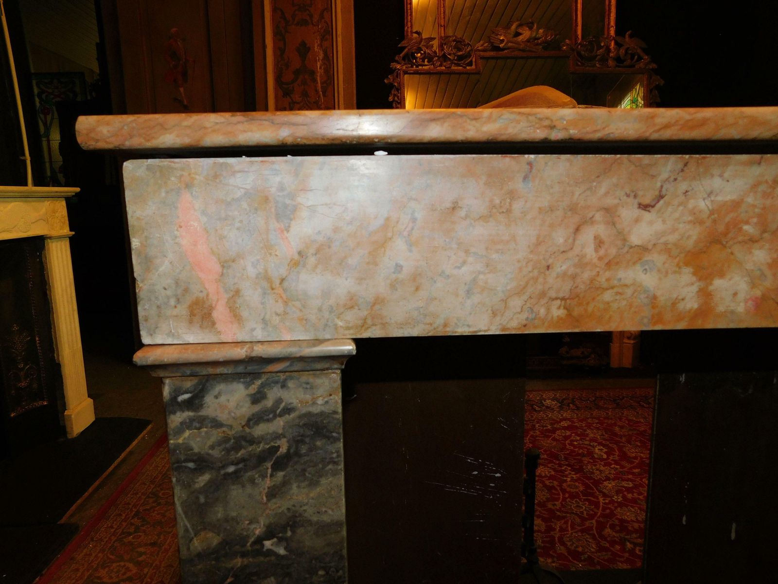 2529.0 Fireplace Mantle In Gray And Pink Marble "Fior Di Pesco", Italy photo