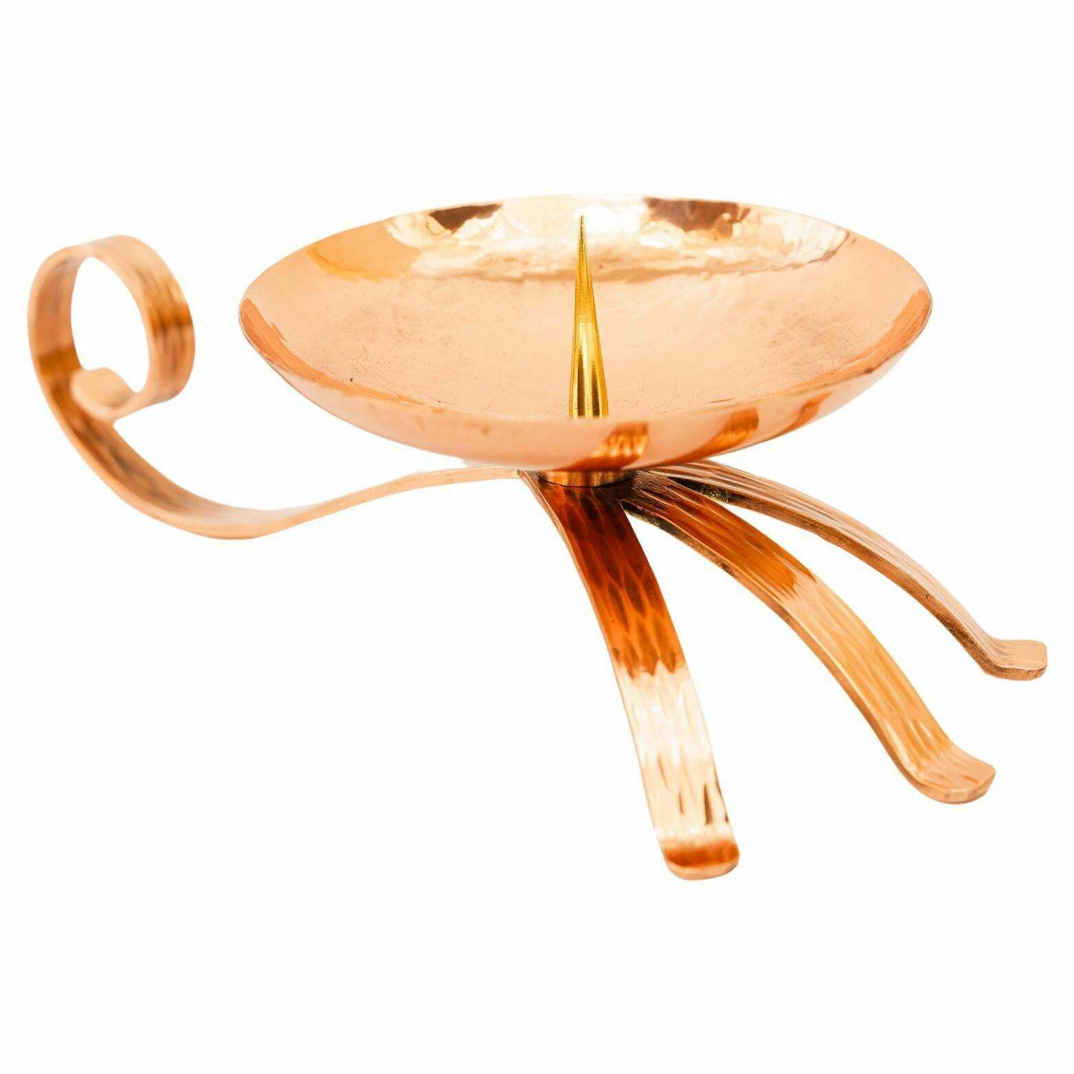 Portable Copper Candle Holder For Wine Cellars Vienna Around 1950s