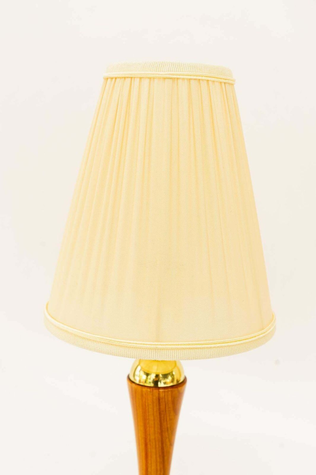 Rupert Nikoll Table Lamp With Cherry Wood And Fabric Shade Vienna Around 1950s photo Lighting