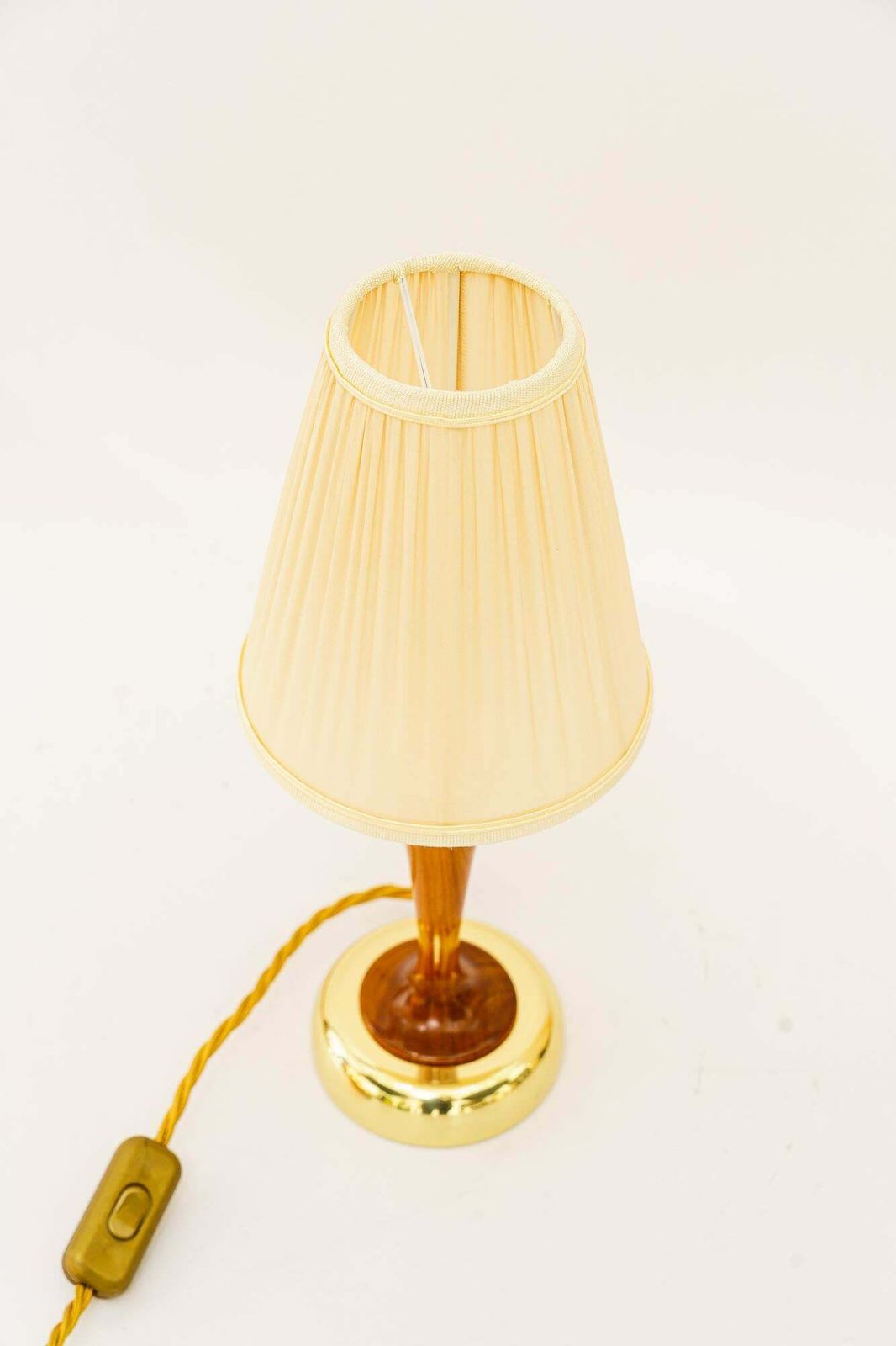 Rupert Nikoll Table Lamp With Cherry Wood And Fabric Shade Vienna Around 1950s photo 392.0