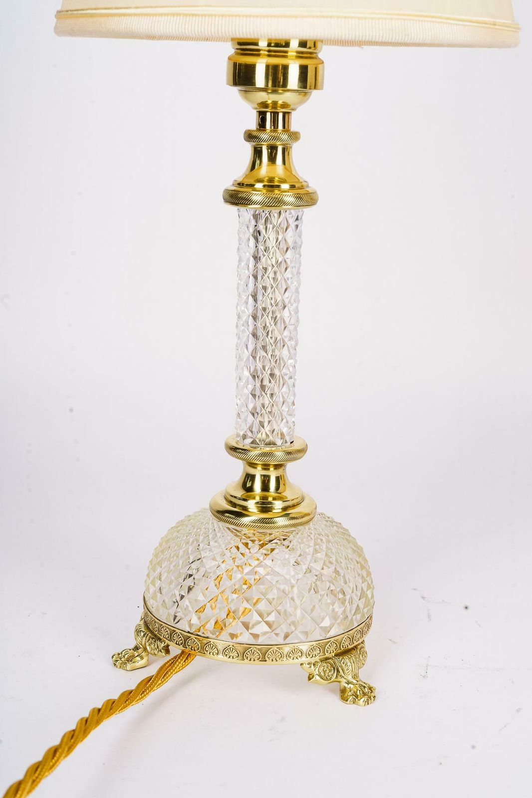 Art Deco Fine Cut Glass Table Lamp With Fabric Shade Vienna Around 1920s photo furniture