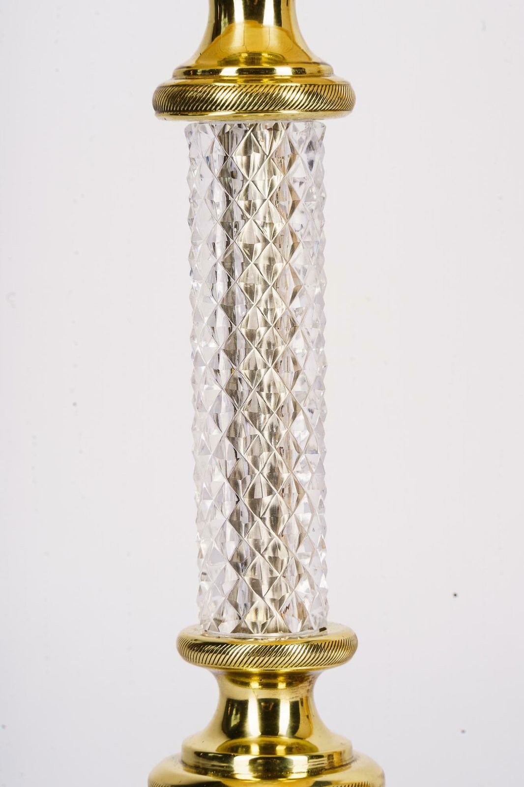 Art Deco Fine Cut Glass Table Lamp With Fabric Shade Vienna Around 1920s photo Lighting
