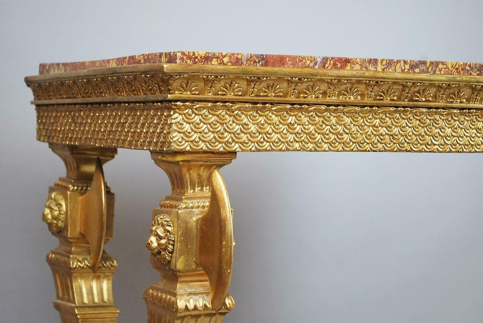 Console In Golden Wood, Marble, Sweden, Circa 1800 photo for sale