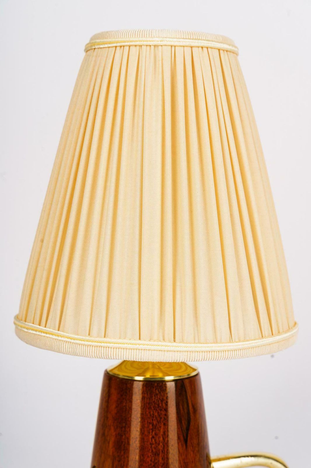 Rupert Nikoll Cherry Wood Table Lamp With Fabric Shade Vienna Around 1950s photo for sale