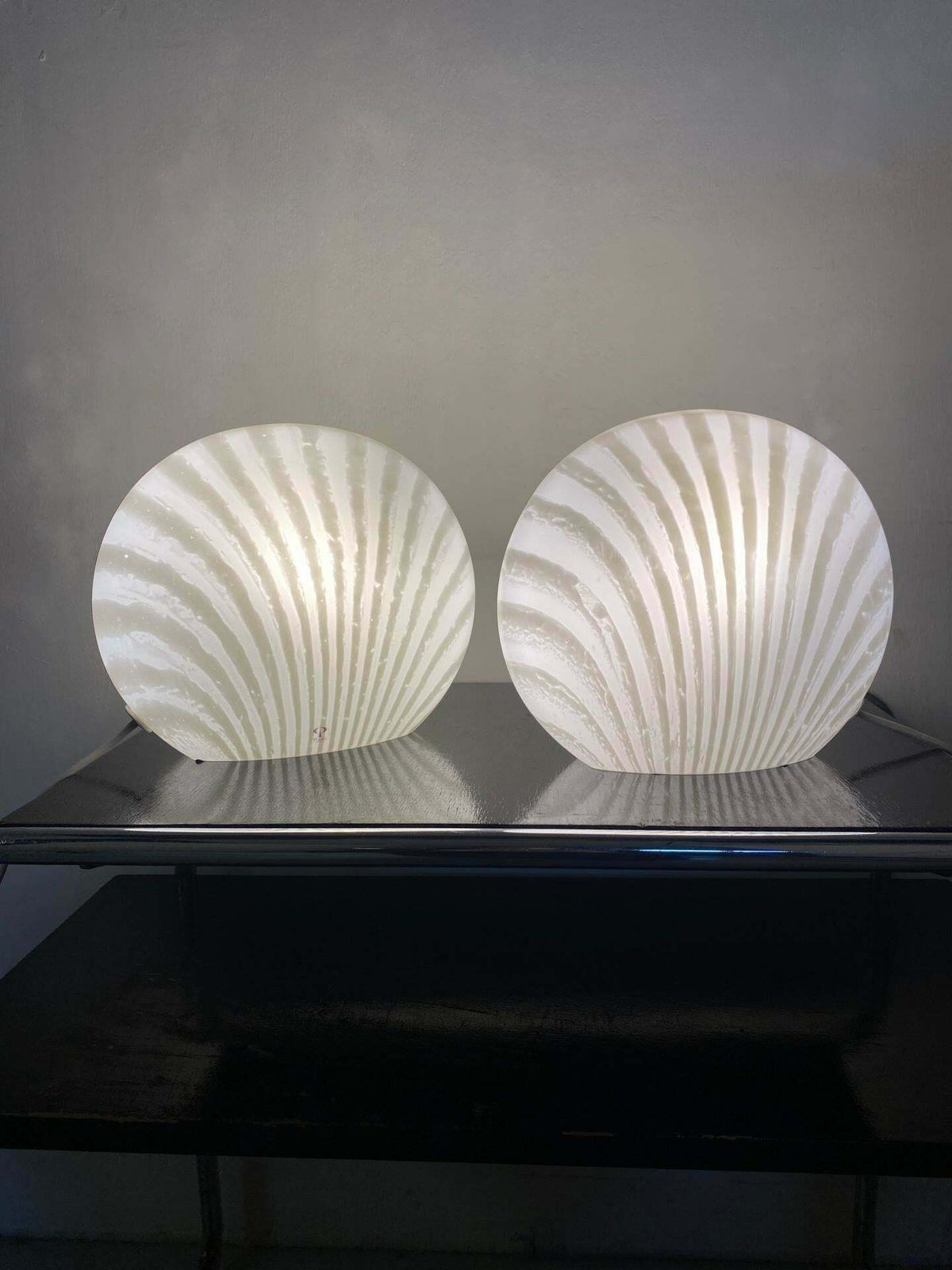 Magical Table Lamps Glass Peill Putzler  Zebra Series 1960 Set photo for sale