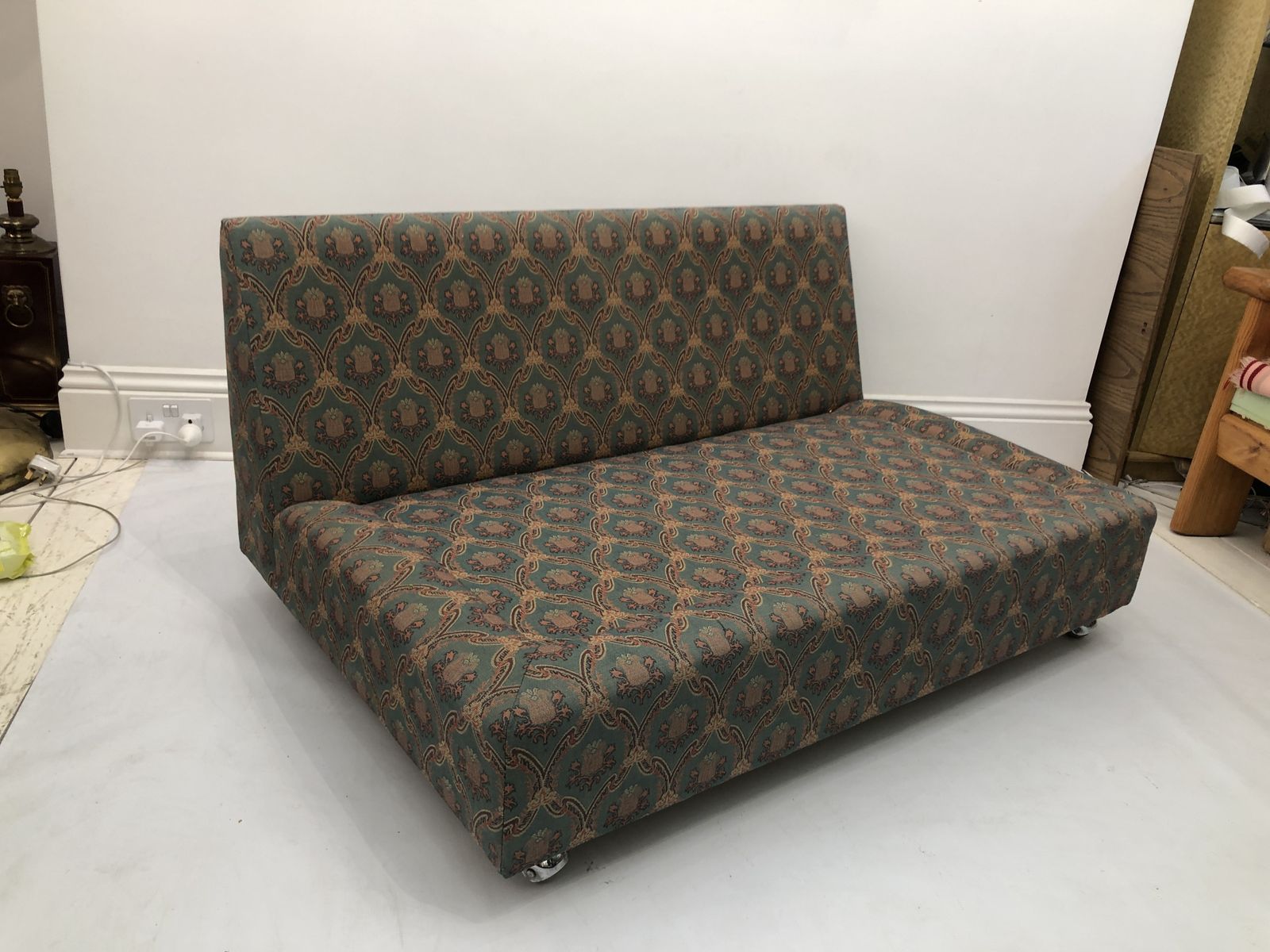 Low Tuxedo Two Seater Sofa On Wheels Mid Century Modern Settee 1960s Multicolour photo Furniture