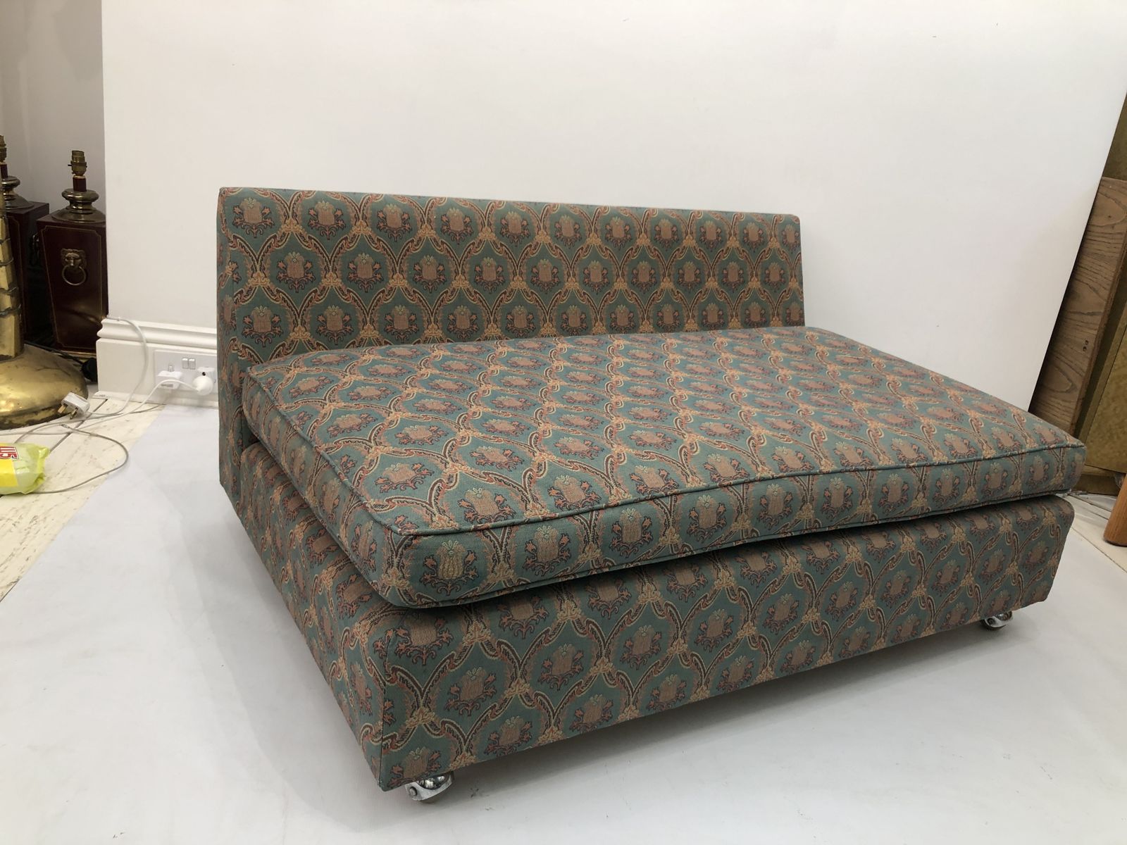 Low Tuxedo Two Seater Sofa On Wheels Mid Century Modern Settee 1960s Multicolour photo 1350.0