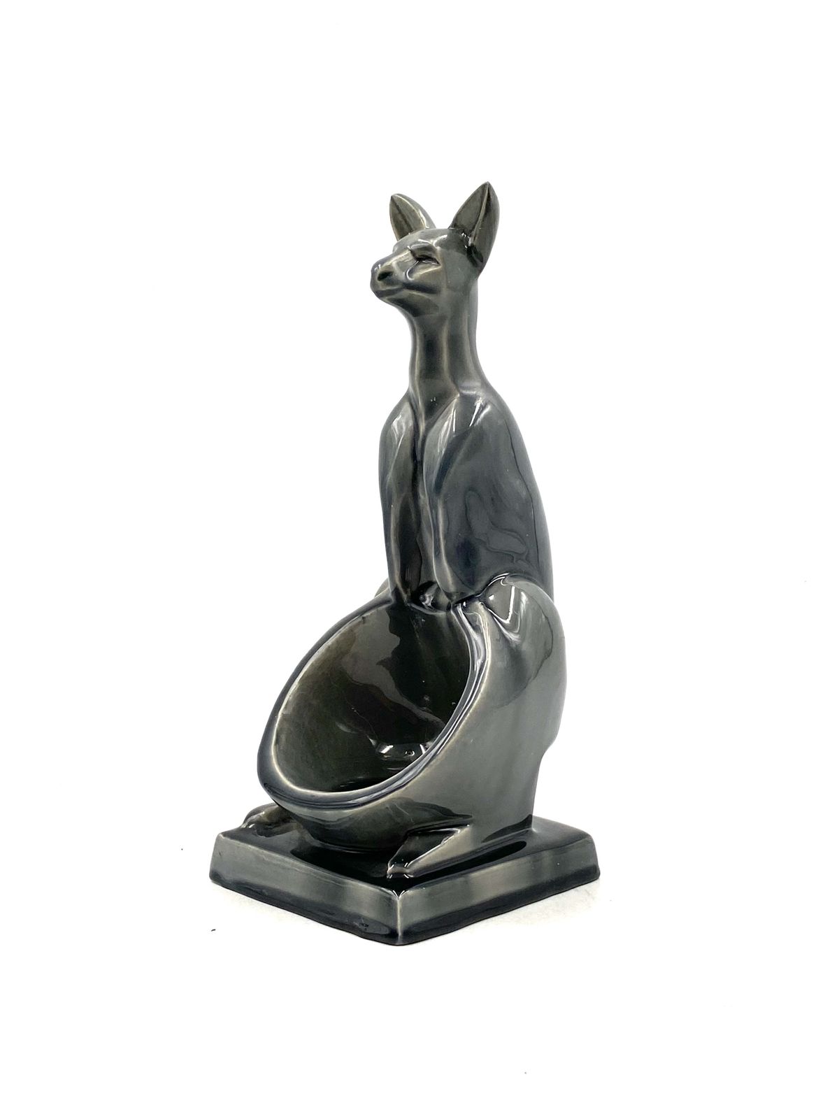 Art Deco Kangaroo Ceramic Vide Poche, Aladin France 1940s
