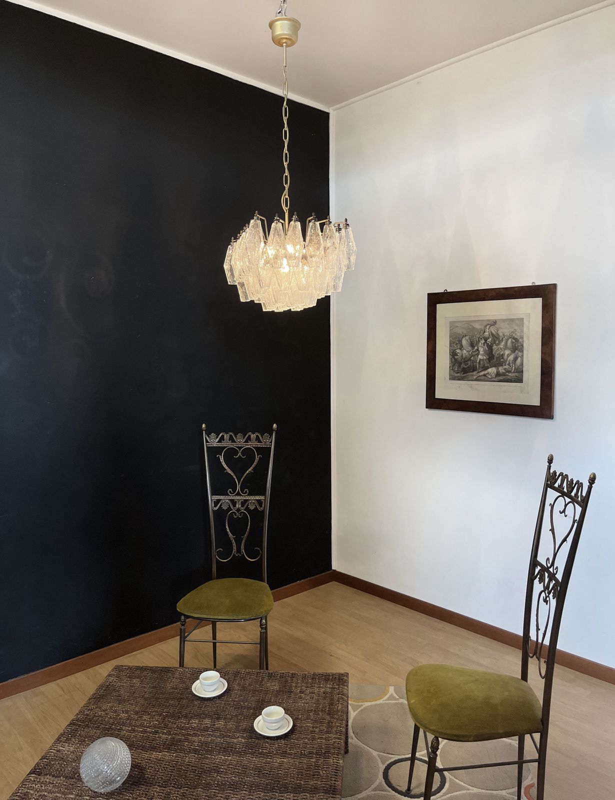 Elegant Murano Poliedri Chandelier   Carlo Scarpa   Trasparent Glasses photo vinterior