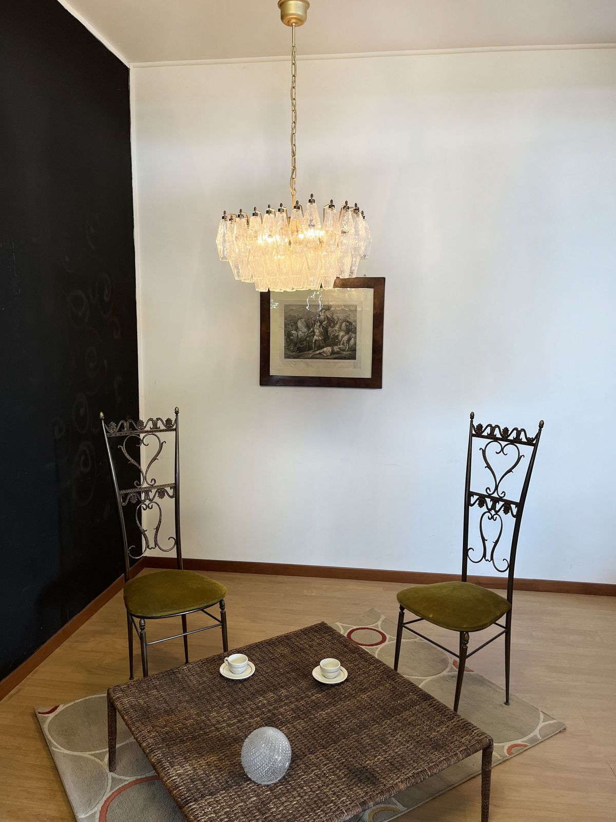 Elegant Murano Poliedri Chandelier   Carlo Scarpa   Trasparent Glasses photo buy