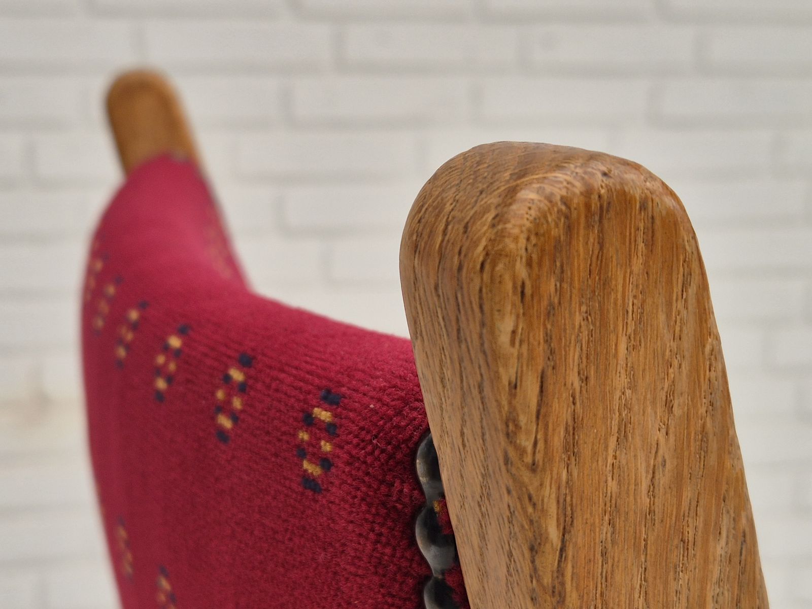 photo vinterior Jaren 1970 – Set Van 6 Deense Eetkamerstoelen, Zeer Goede Staat, Eikenhout.