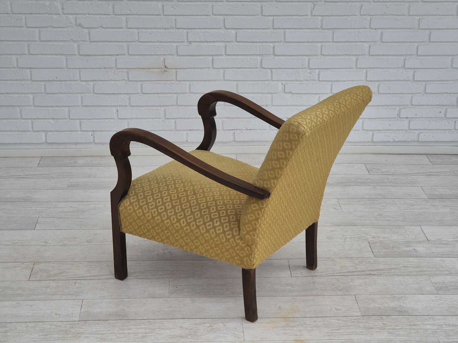 1950s, Danish Design, Armchair In Original Condition, Furniture Cotton/ Wool Fabric. photo Furniture