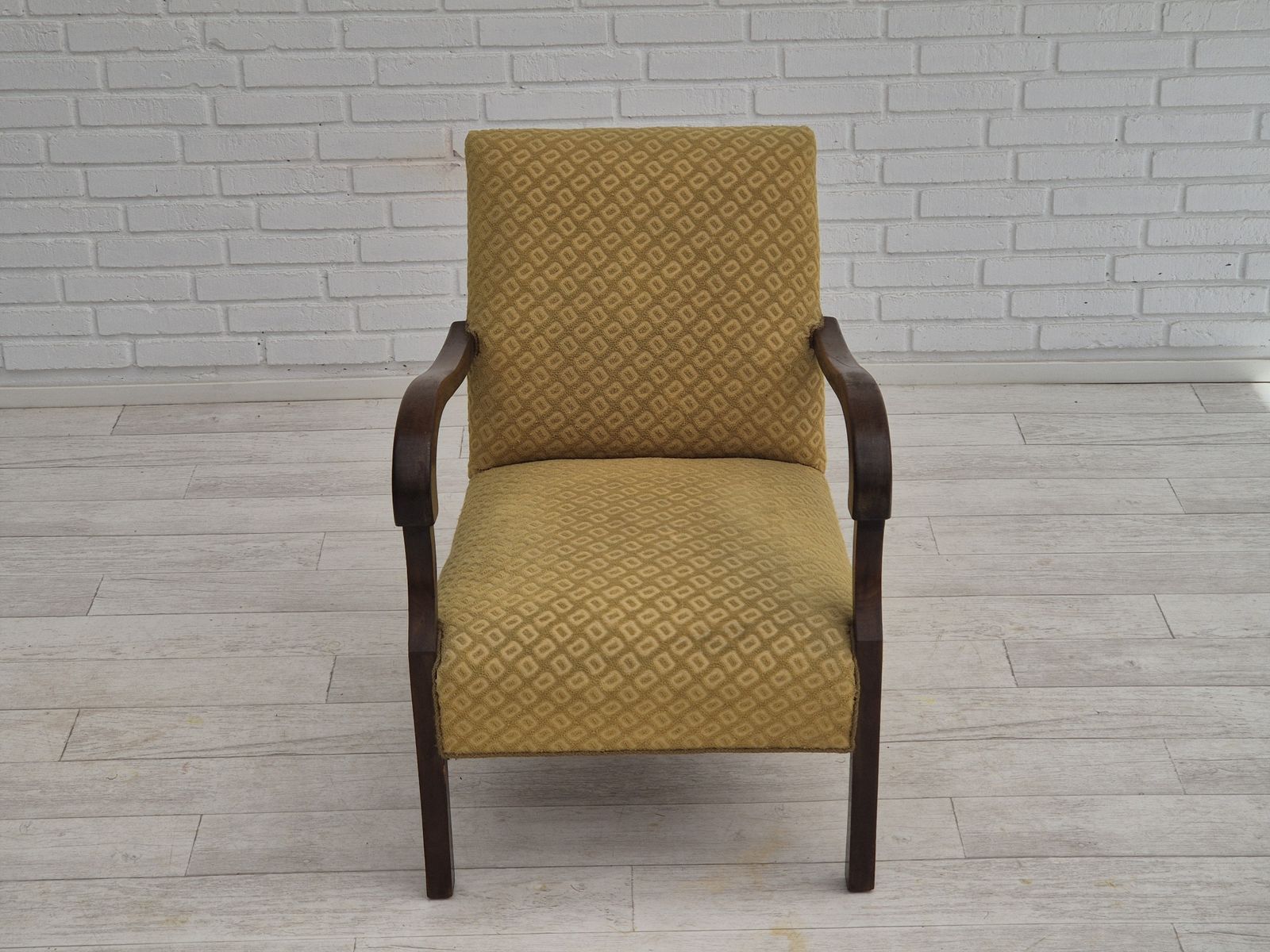 1950s, Danish Design, Armchair In Original Condition, Furniture Cotton/ Wool Fabric. photo buy