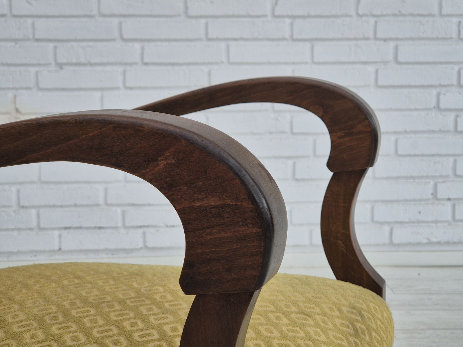 1950s, Danish Design, Armchair In Original Condition, Furniture Cotton/ Wool Fabric. photo vintage