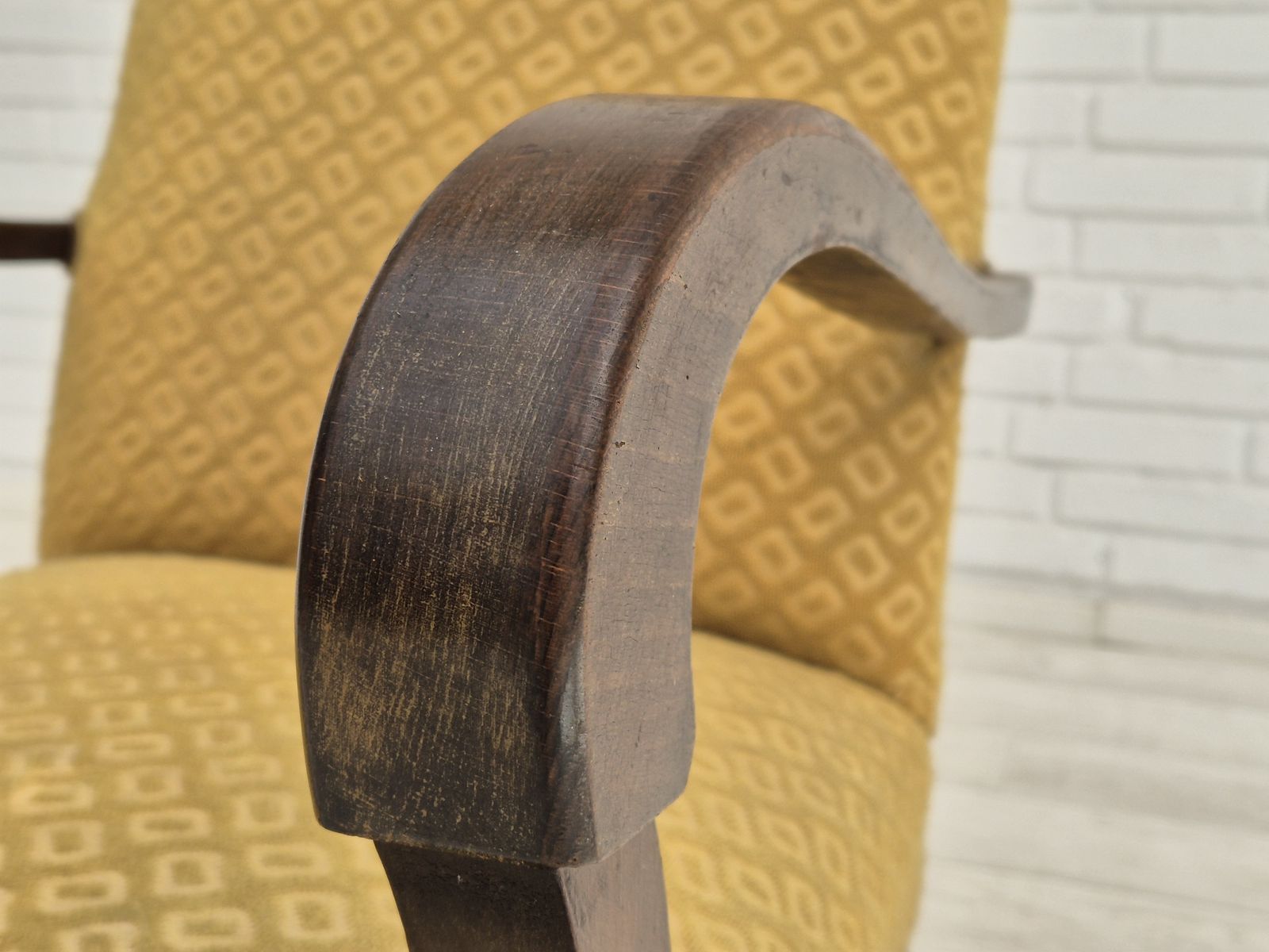 photo furniture 1950s, Danish Design, Armchair In Original Condition, Furniture Cotton/ Wool Fabric.