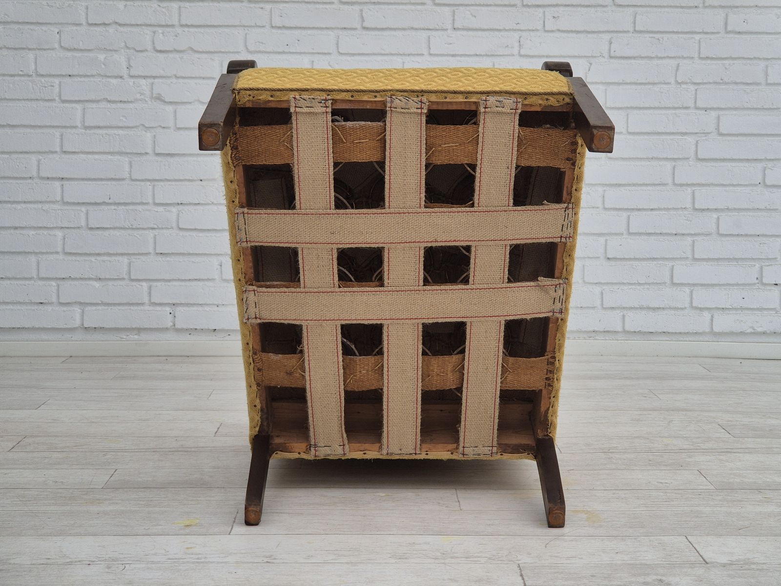 770.0 1950s, Danish Design, Armchair In Original Condition, Furniture Cotton/ Wool Fabric. photo