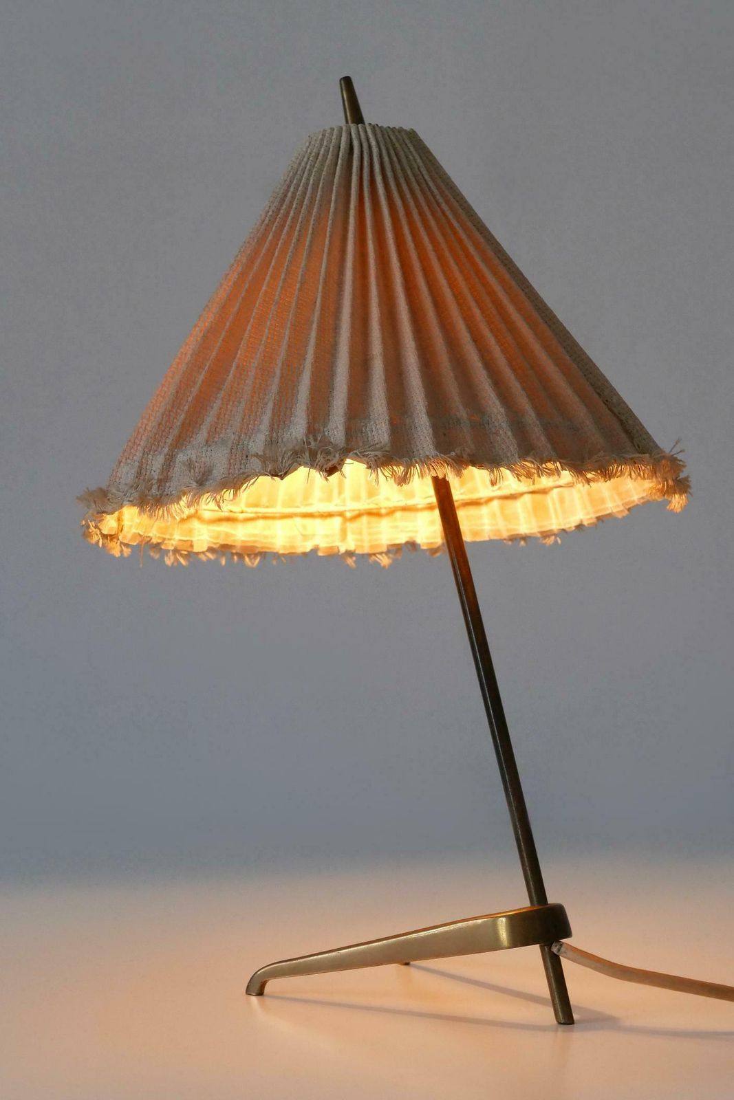 Rare Mid Century Modern Brass Crowfoot Table Lamp By J.T. Kalmar Austria 1950s photo vintage