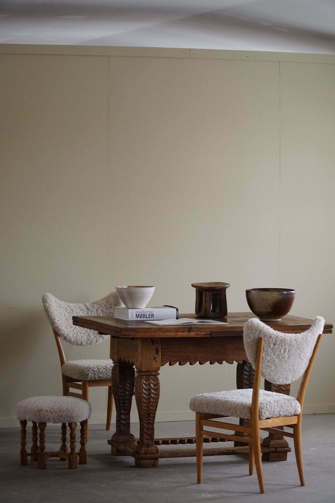 Antique Baroque Dining / Desk Table In Oak, Danish Cabinetmaker, 19th Century photo furniture