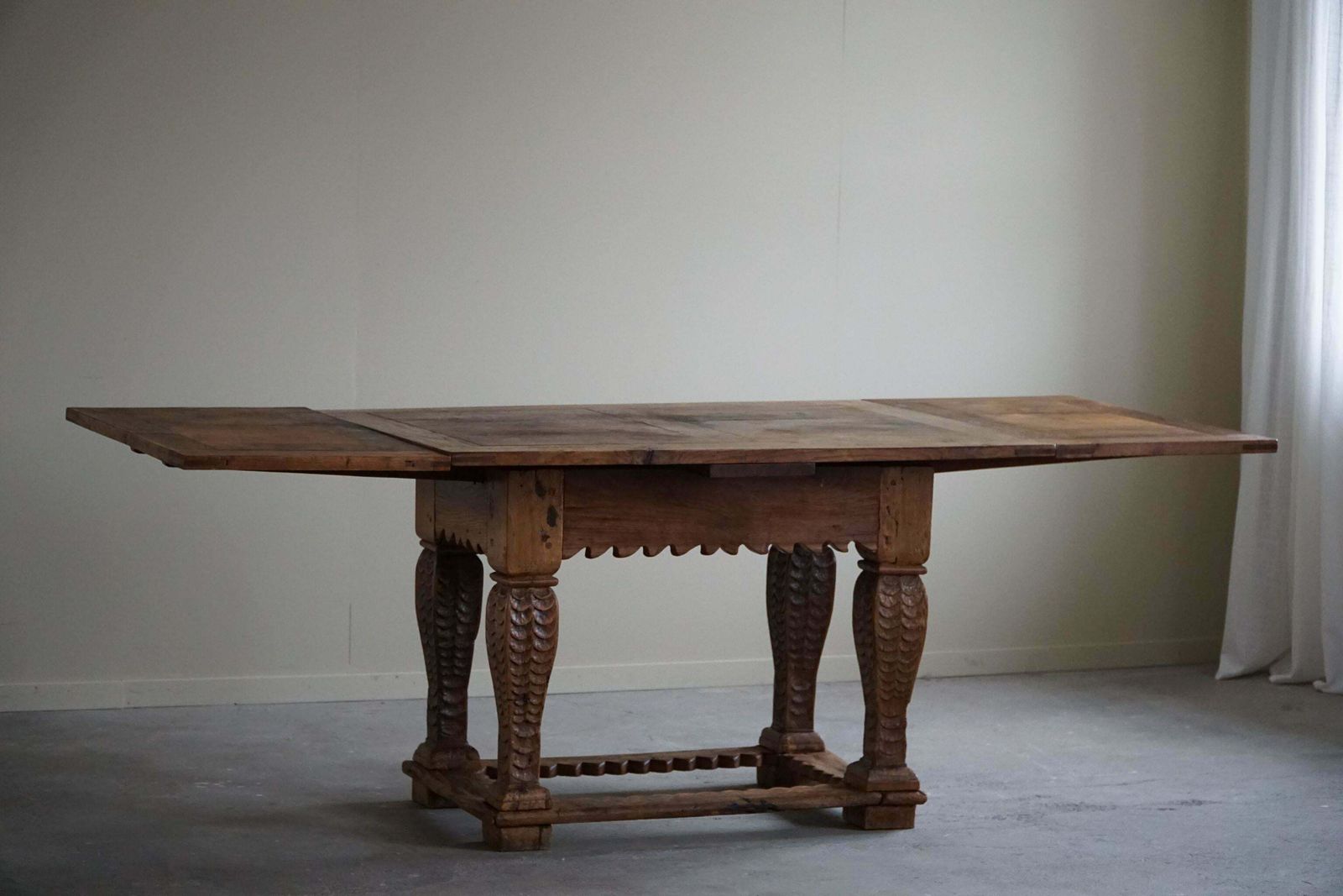 Antique Baroque Dining / Desk Table In Oak, Danish Cabinetmaker, 19th Century photo Furniture