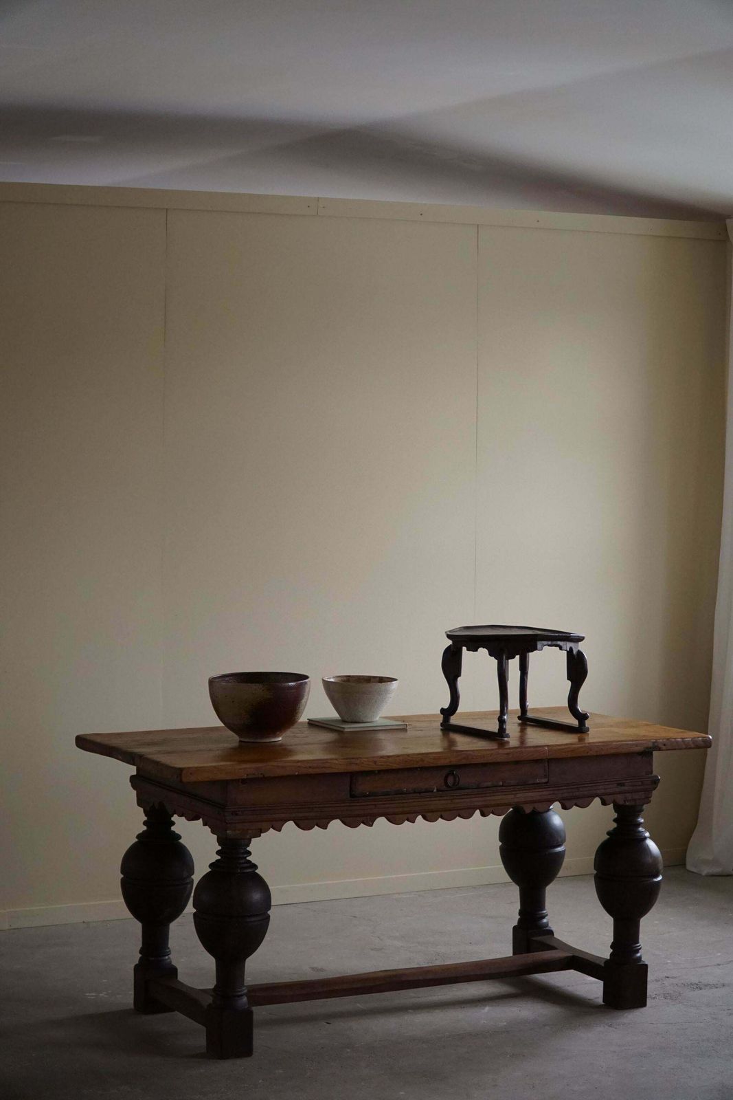 19th Century Antique Baroque Dining / Desk Table In Oak, Danish Cabinetmaker photo furniture