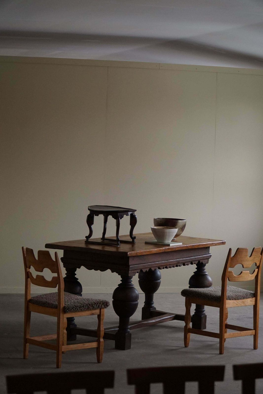 19th Century Antique Baroque Dining / Desk Table In Oak, Danish Cabinetmaker photo for sale