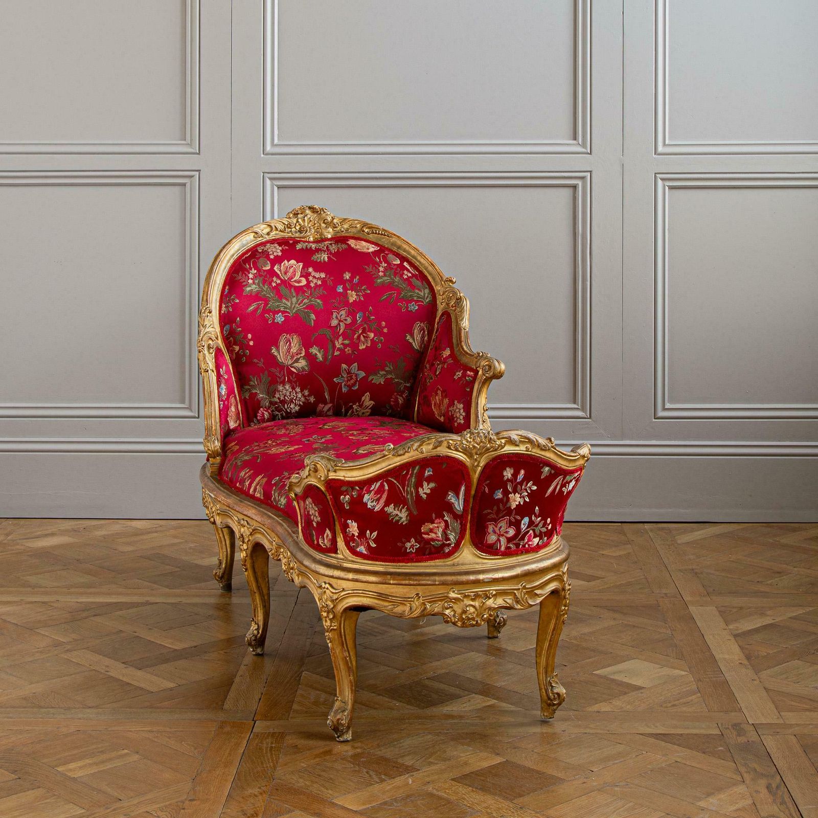 Circa 1880 Italian Giltwood Lxv Style Chaise Longue photo furniture