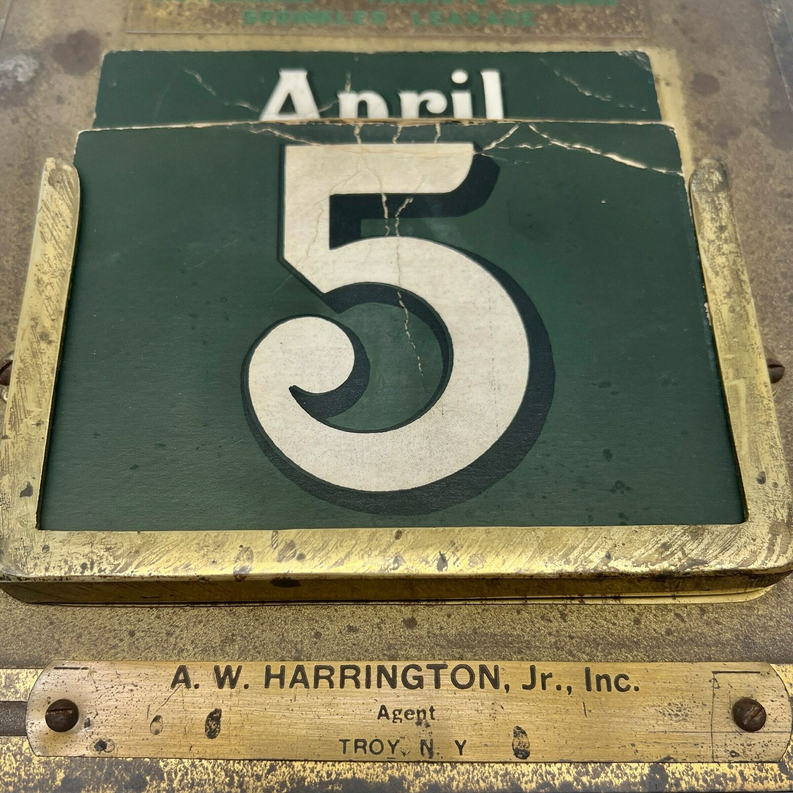Antique Brass The Home Insurance Company New York Perpetual Calendar   A.W. Harrington Jr., Inc Agent Troy Nt   Study Decor   Home Decor photo for sale