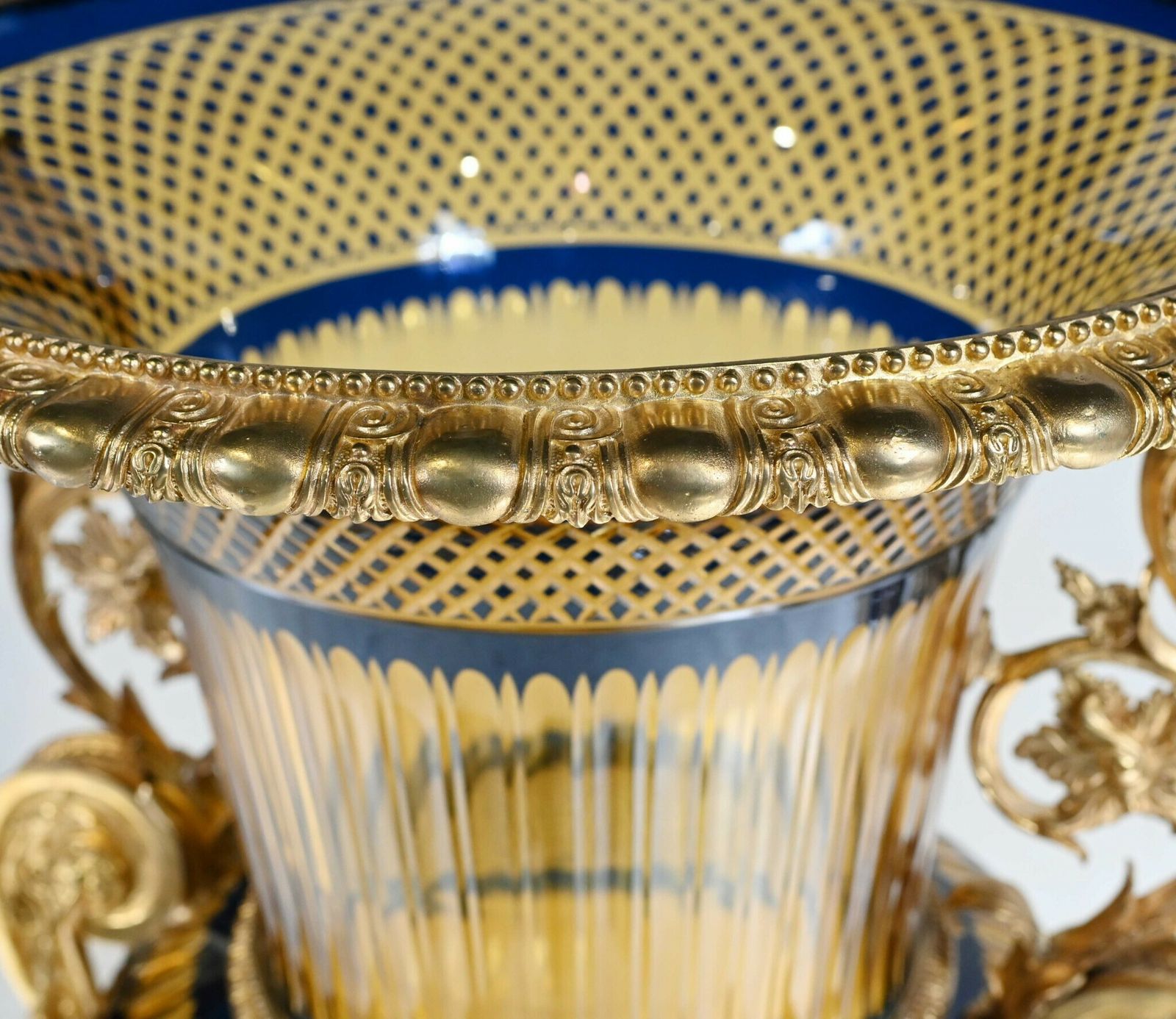 Pair Large Crystal Glass Urns French Empire Vases photo 5750.0