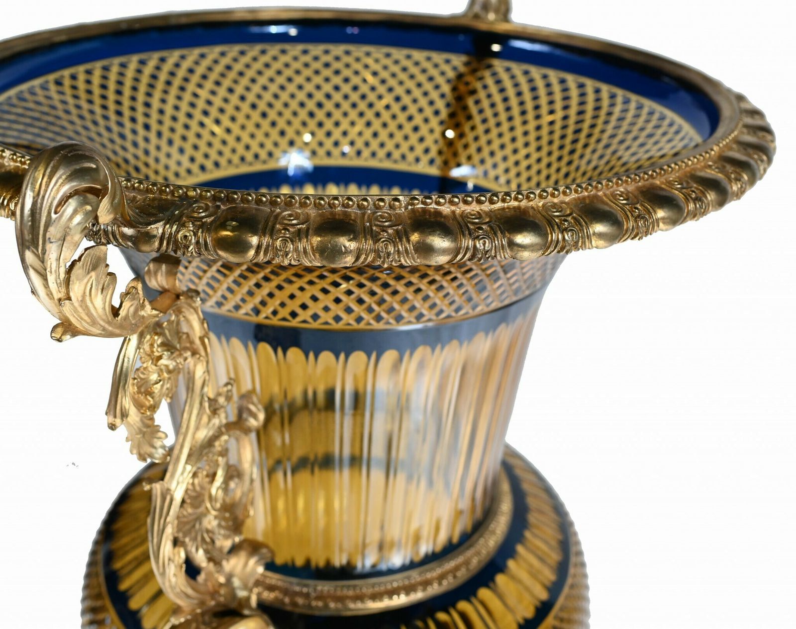 Home Decor Pair Large Crystal Glass Urns French Empire Vases photo