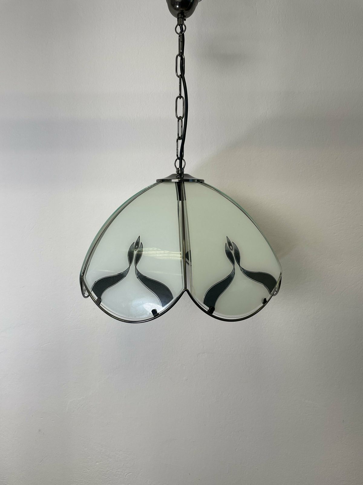 Glass Pendant Lamp / Made In Yugoslavia/ Vintage Glass Lamp/ Retro Pendant Lamp / Hollywood Regency / Shabby Chic / Vintage Decor