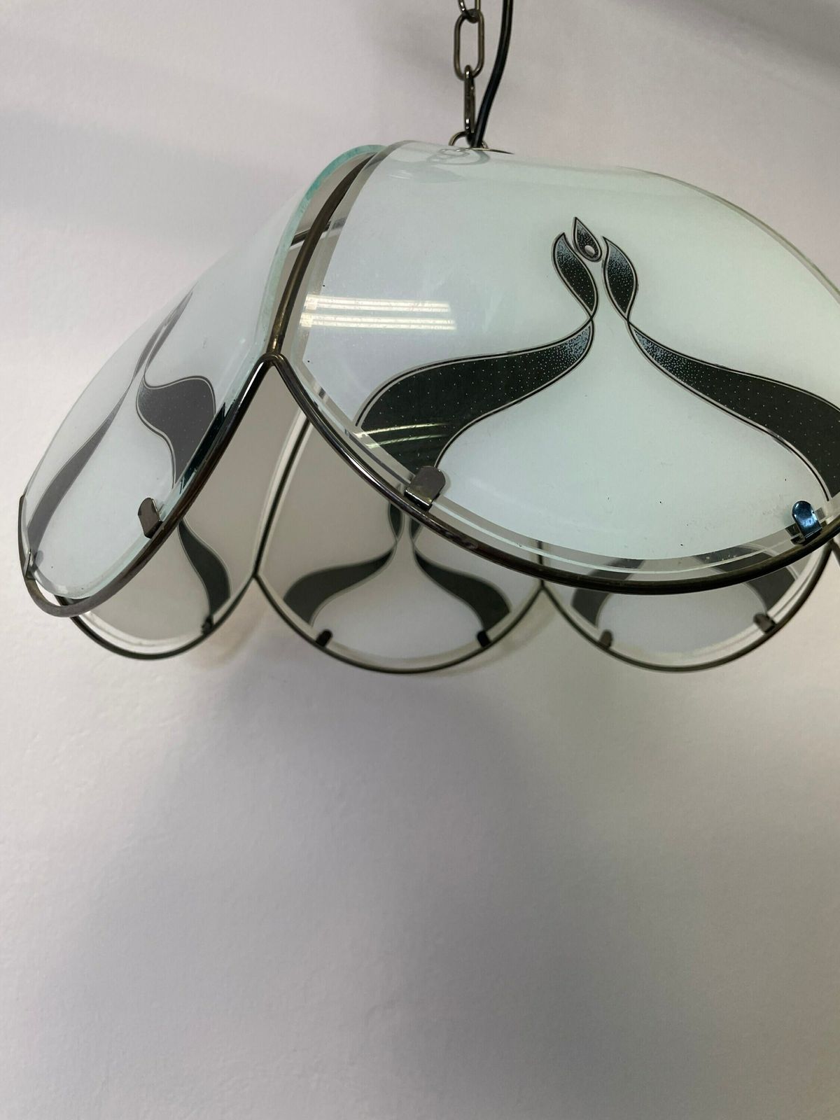 Glass Pendant Lamp / Made In Yugoslavia/ Vintage Glass Lamp/ Retro Pendant Lamp / Hollywood Regency / Shabby Chic / Vintage Decor photo furniture