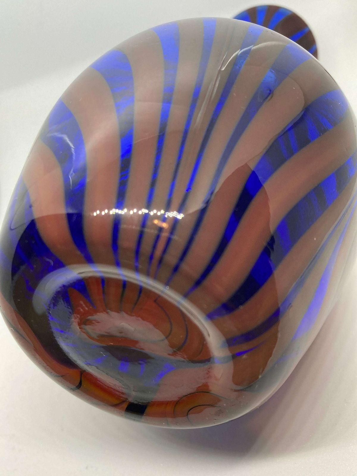 Vintage Fratelli Toso Murano Style Vase/Vintage Vase/Blue Red Vase/ Glass Vase/ Murano Glass Blue Vase/ Colored Glass/ Vintage Blue Glass photo for sale