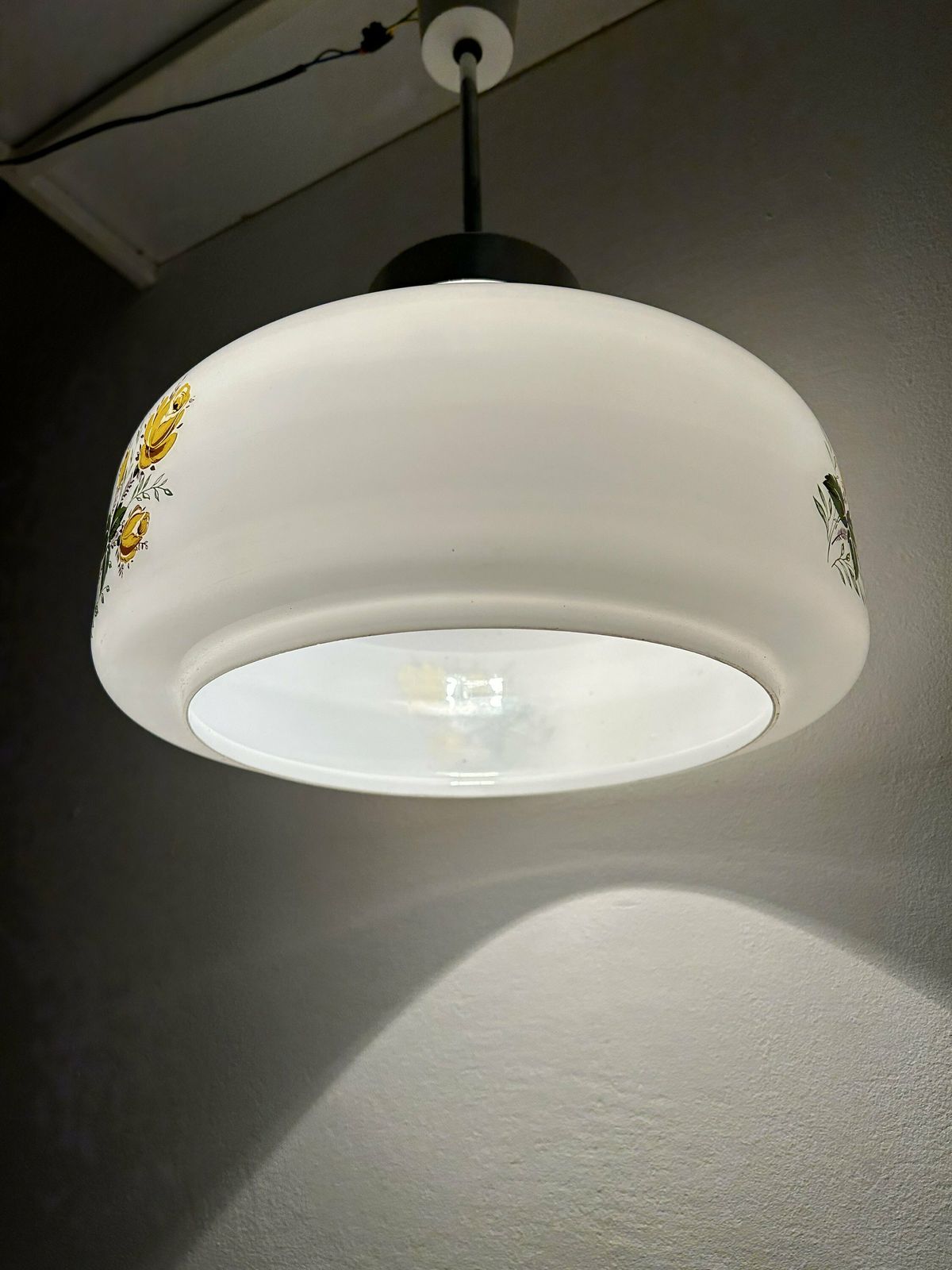 photo furniture Vintage Glass Pendant Lamp / Vintage Decor / Vintage Furnier / Mid Century Modern / Unique Glass Chandelier Glass Pendant Lamp White Yellow