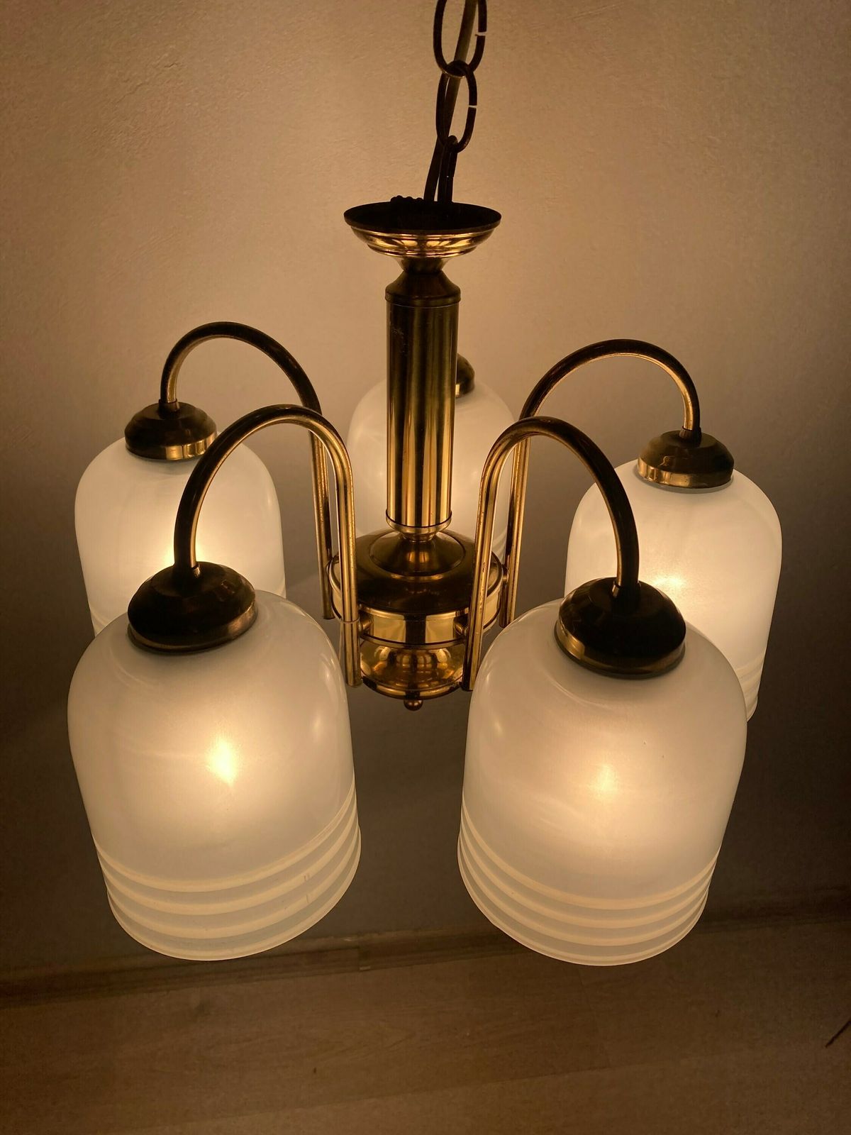 Sputnik Pendant Lamp /Atomic Mid Century Modern/Chandelier Brass And Glass / Capsule 5 Arm Pendant Lamp/ Yugoslavia 60s / Hollywood Regency photo furniture