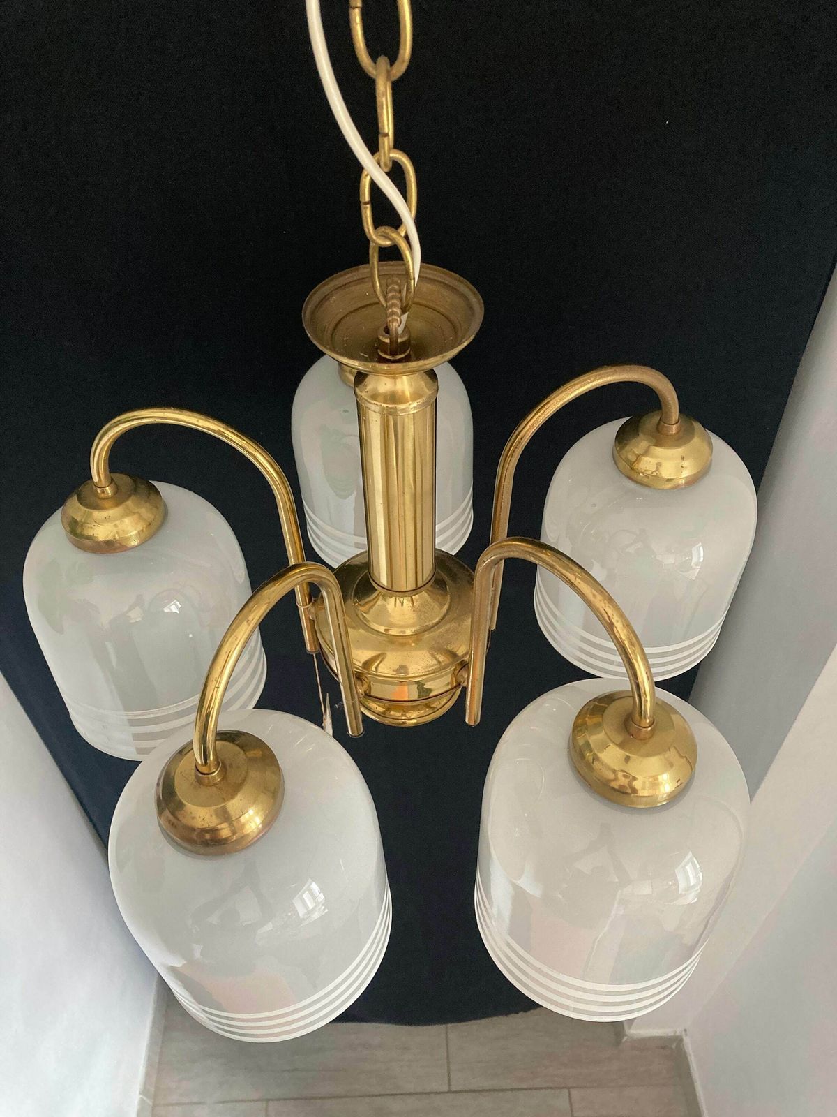 Sputnik Pendant Lamp /Atomic Mid Century Modern/Chandelier Brass And Glass / Capsule 5 Arm Pendant Lamp/ Yugoslavia 60s / Hollywood Regency photo Lighting