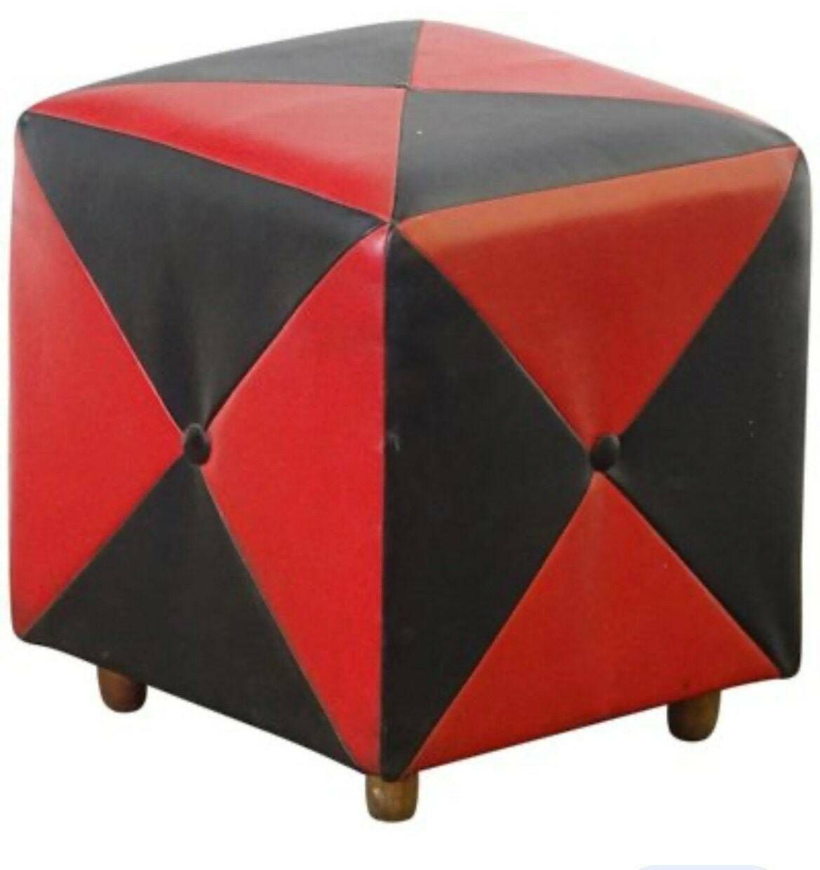 1 Of 2 Mid Century Stool Or Ottoman / Vintage Stool / Red Black Stool / Design Stool / Vintage Furniture /Red Stool / Red Black Ottomans photo furniture