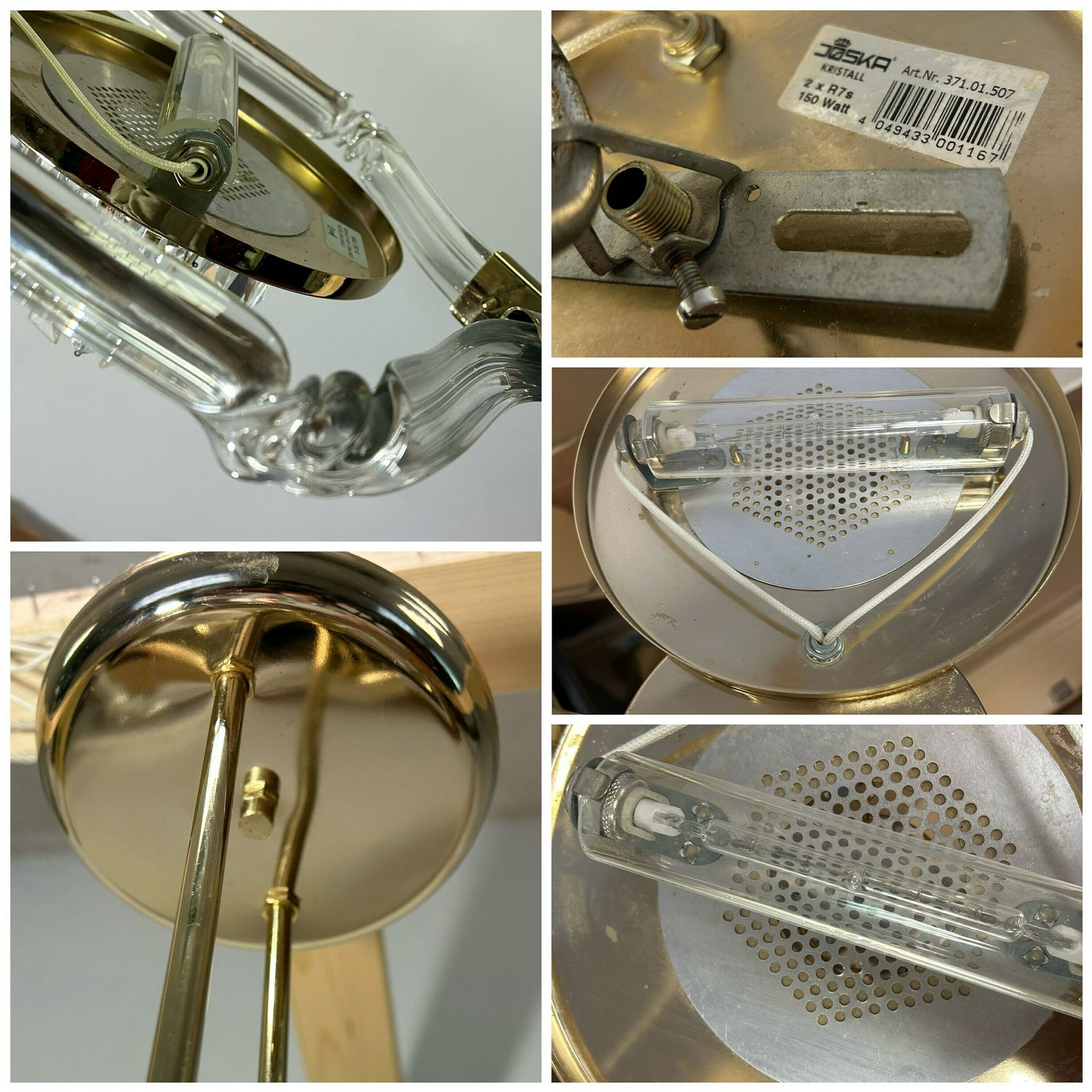 photo furniture Vintage Gold Metal & Crystals Joska Germany Chandelier Ceiling Light / Pendant Lighting Glass Lamp From 1980’s