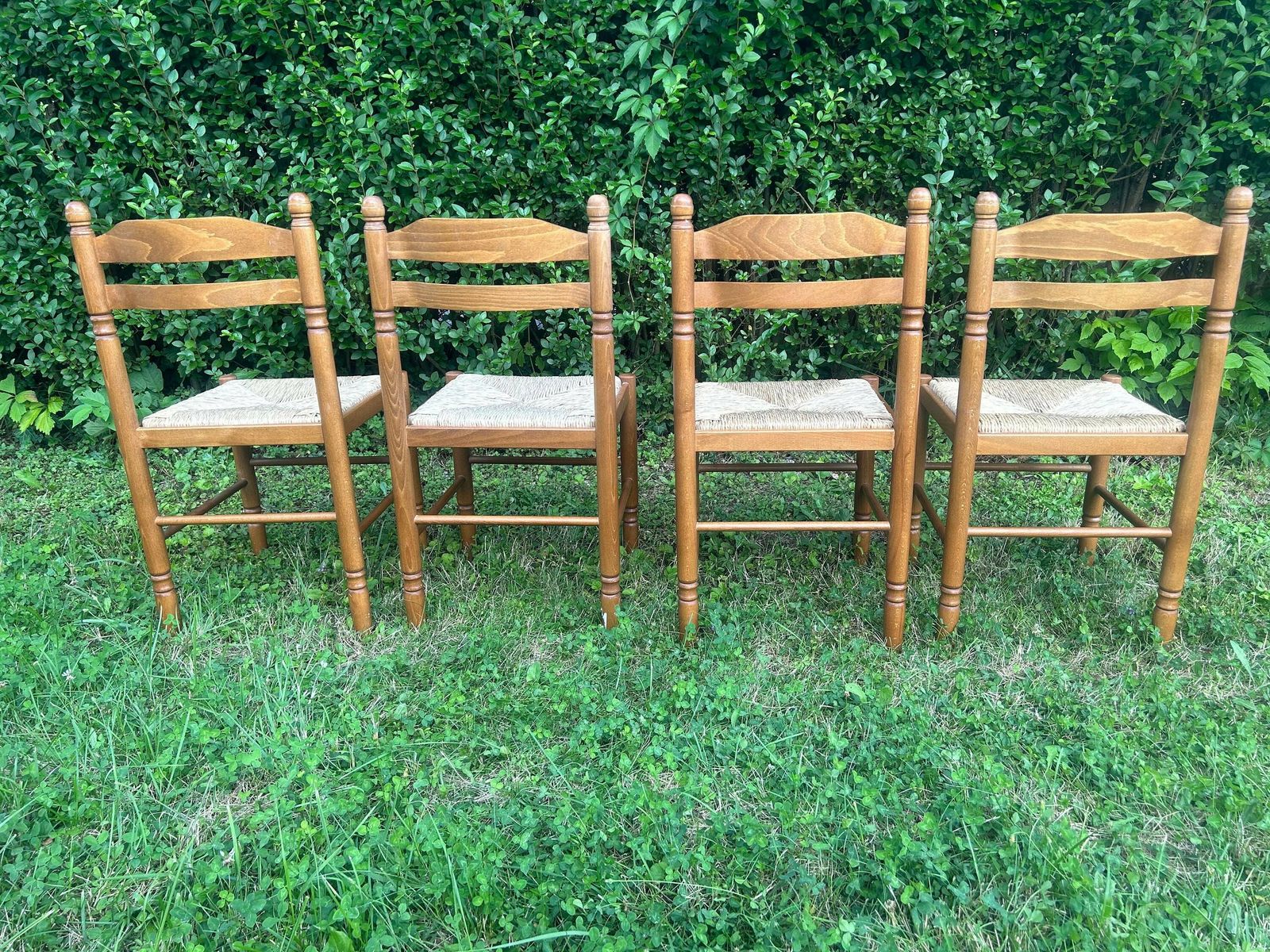 Raffia Vintage Chairs / Italian Kitchen Chairs / Wood Dining Chairs / Vico Magistretti Style / Dining Retro Chairs/Boho Furniture / Bistro photo 116.0
