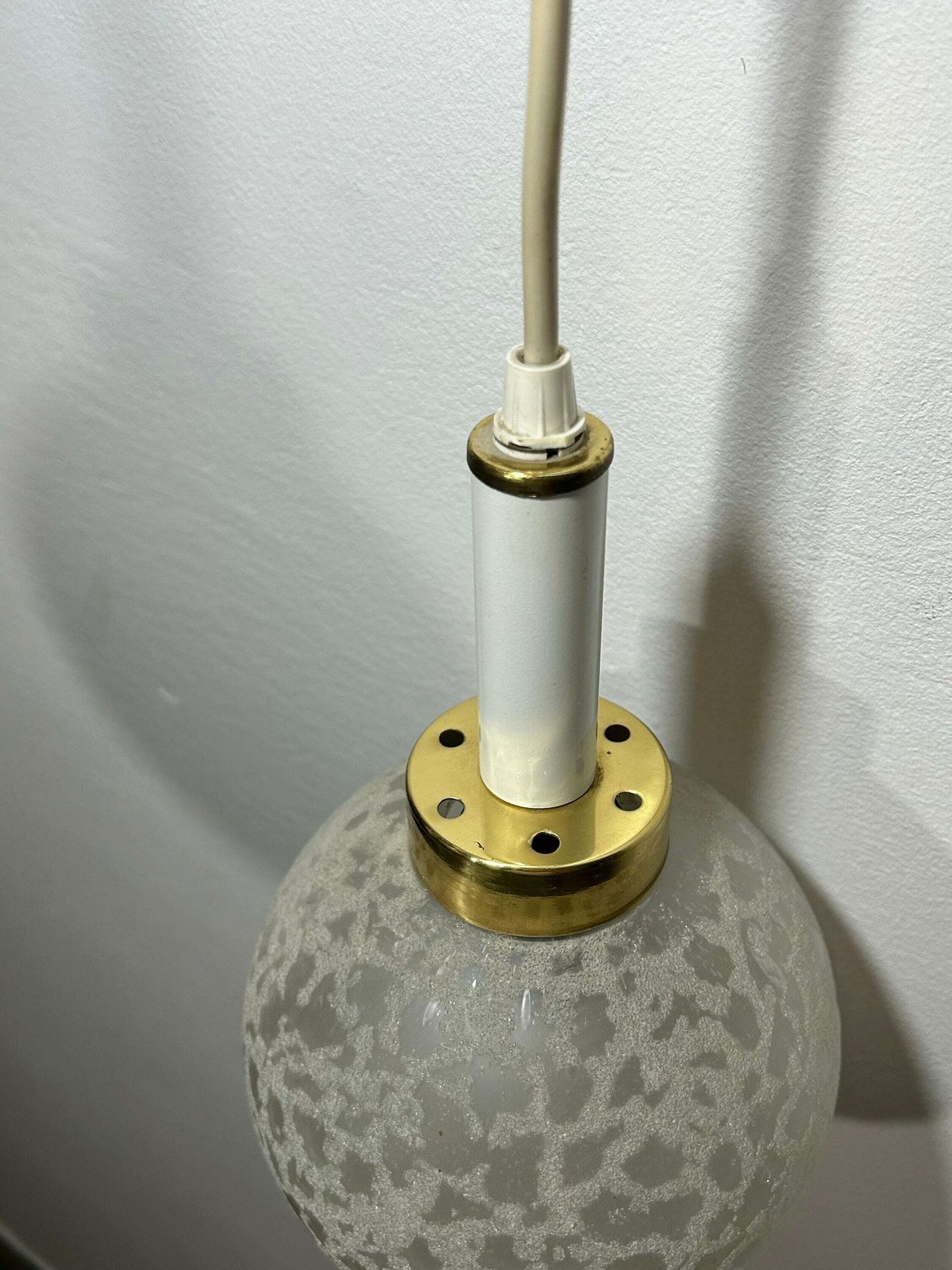 Vintage Pendant Lamp Glass Bowls / White Cascading Chandelier / Mid Century Modern 3 Light Bubble Globe Lamp photo Lighting