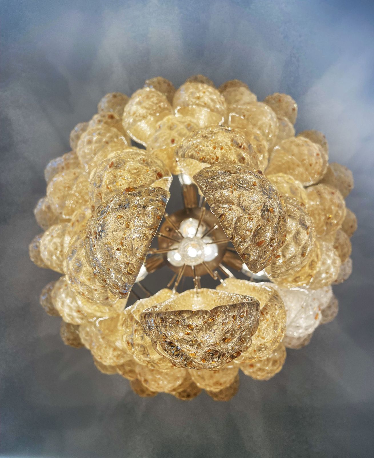 1900.0 Italian Vintage Murano Chandelier   75 Amber Glass Petals Drop photo